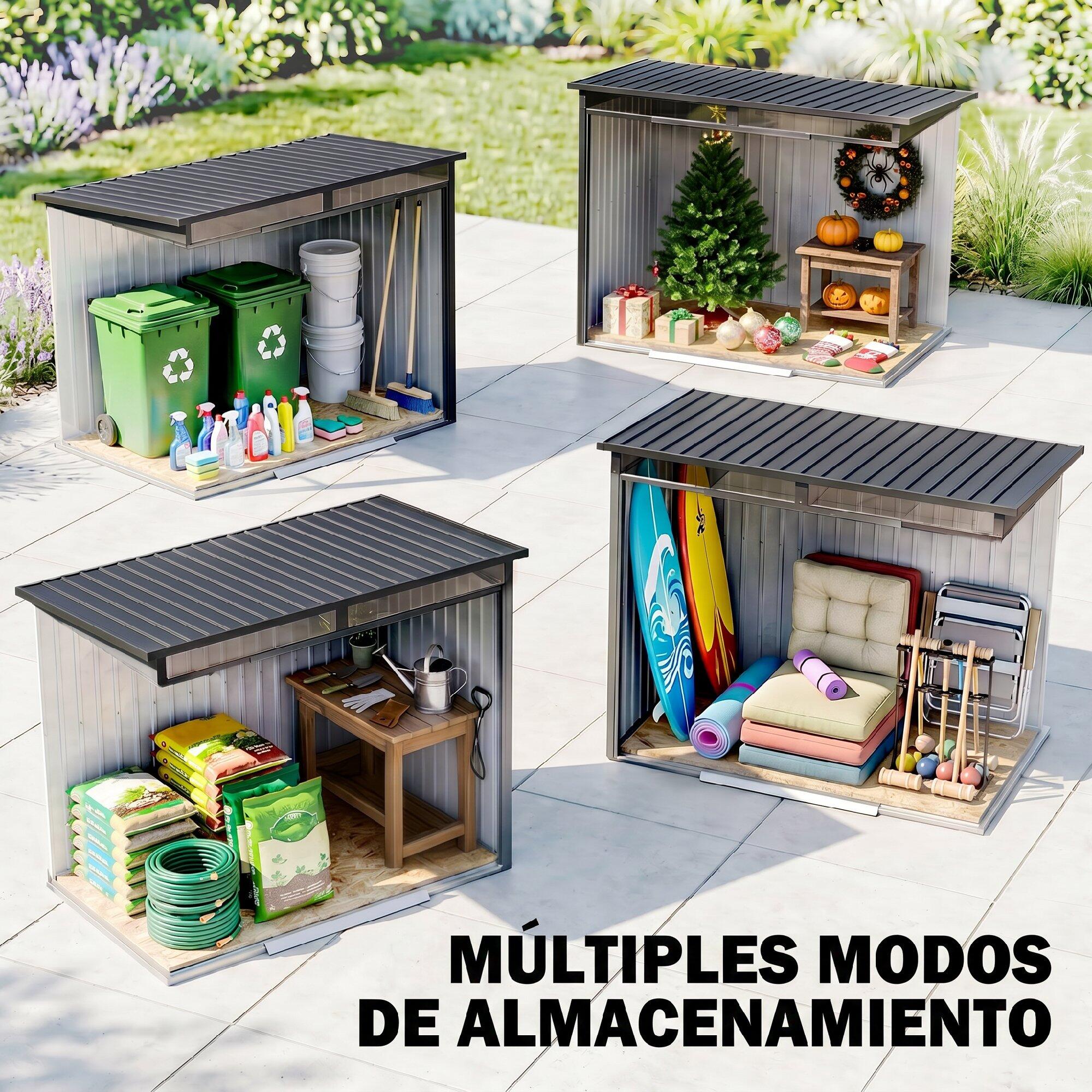 Abrigo de Jardim 195x122x181,5 cm cinzento Outsunny 4/7