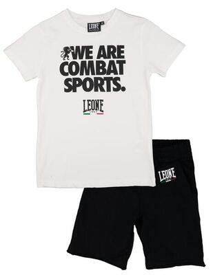 Set completo da bambino in cotone con t-shirt e pantaloncini Leone WACS