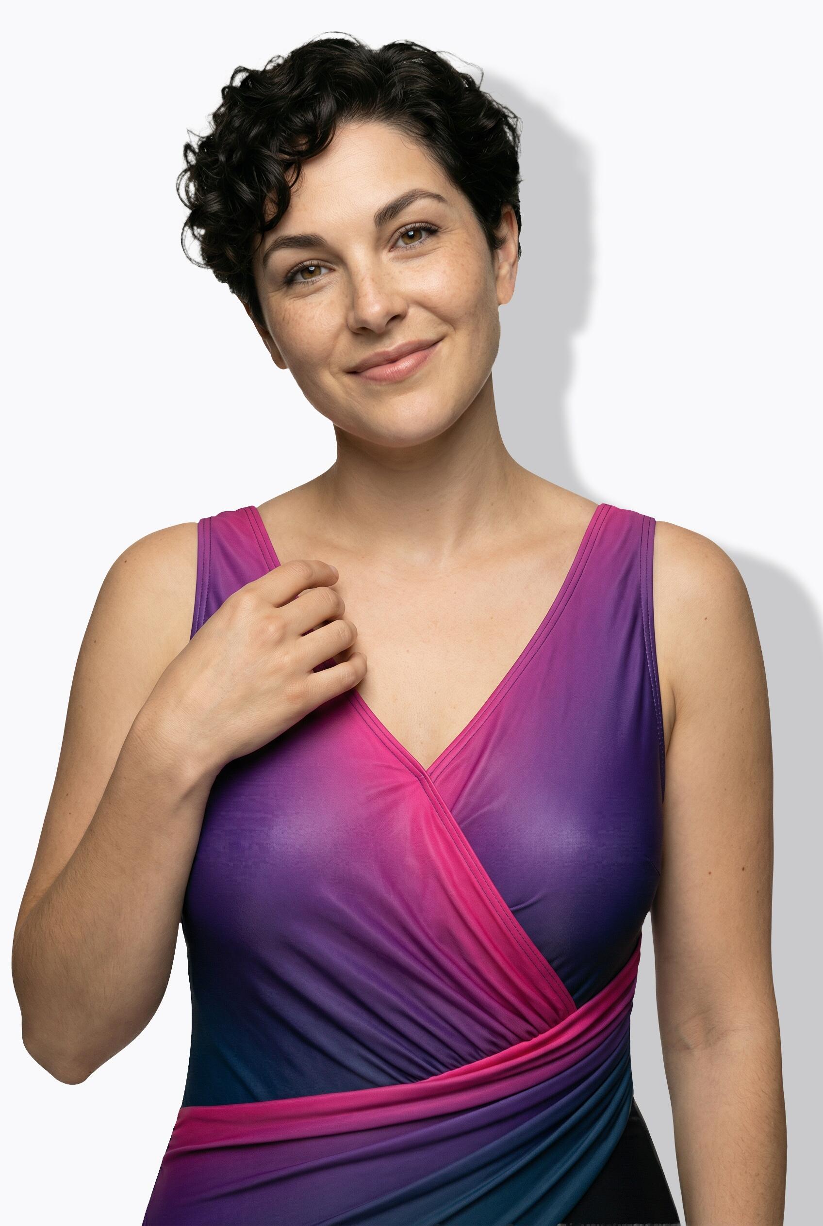 Femme Maillot de bain à bonnets souples dégradé de couleurs matière recyclée 3/7