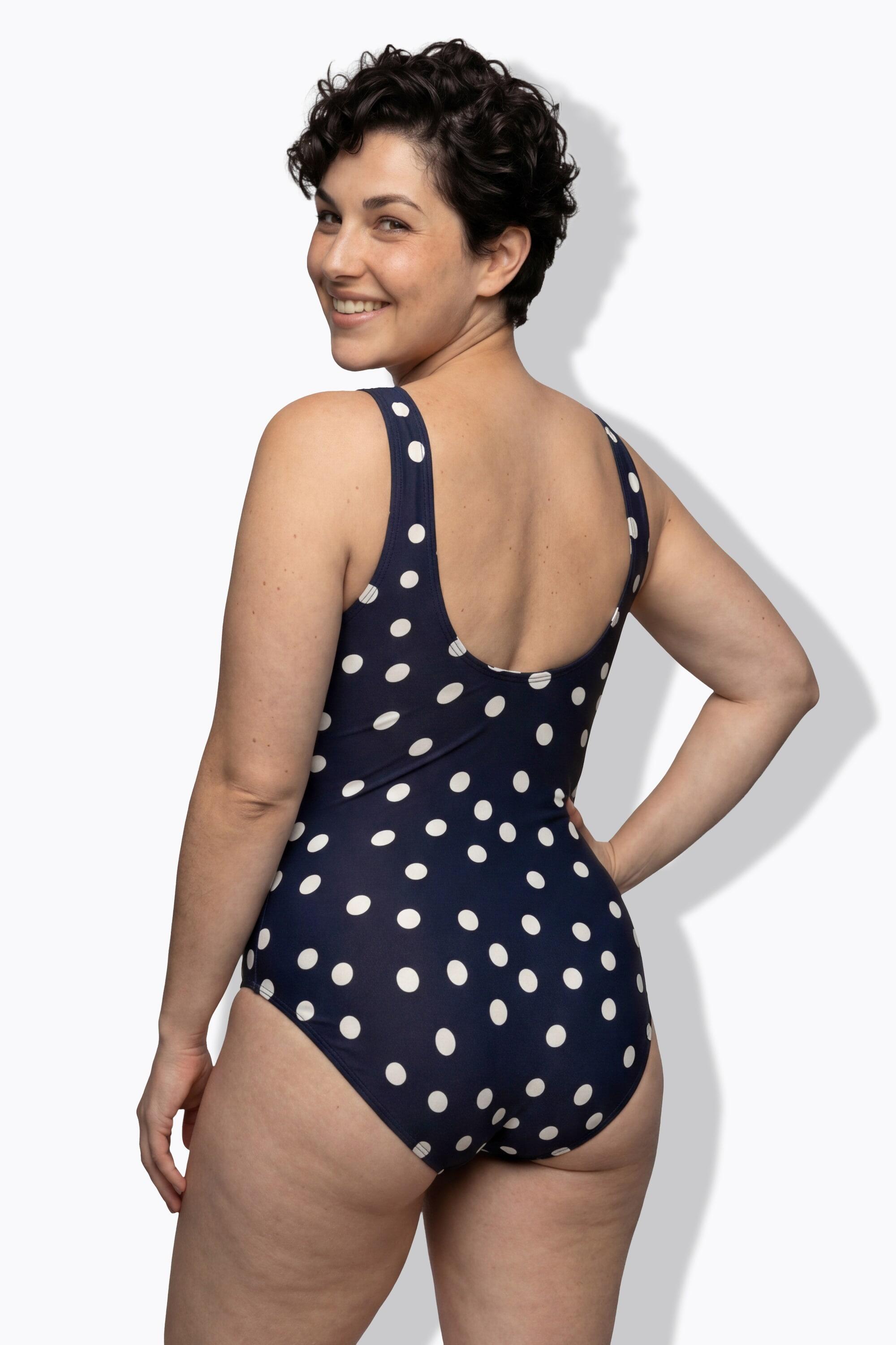 Femme Maillot de bain à pois. Sans bonnets souples. Décolleté rond 2/7
