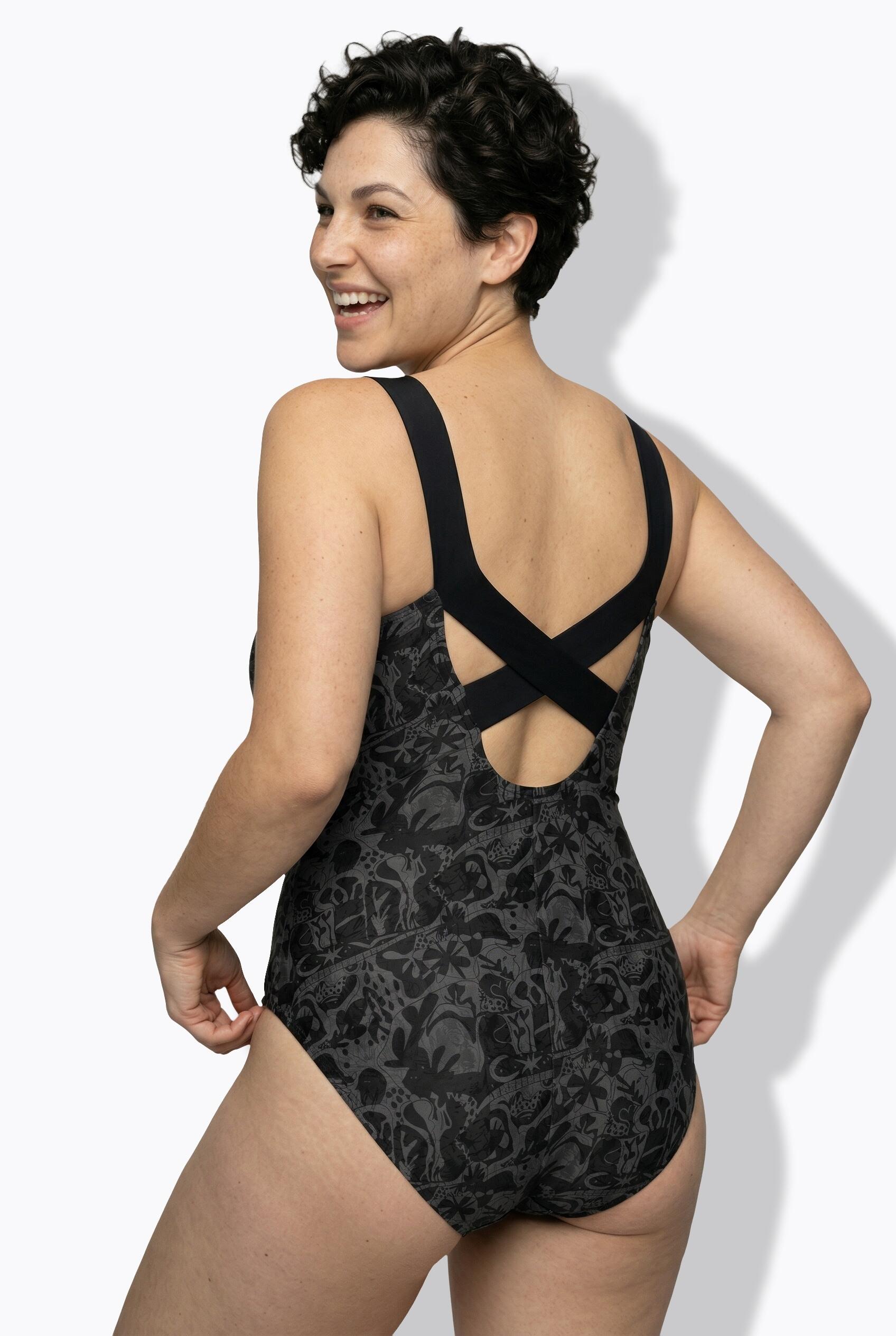 Femme Maillot de bain à bonnets souples bretelles se croisant dans le dos 2/7