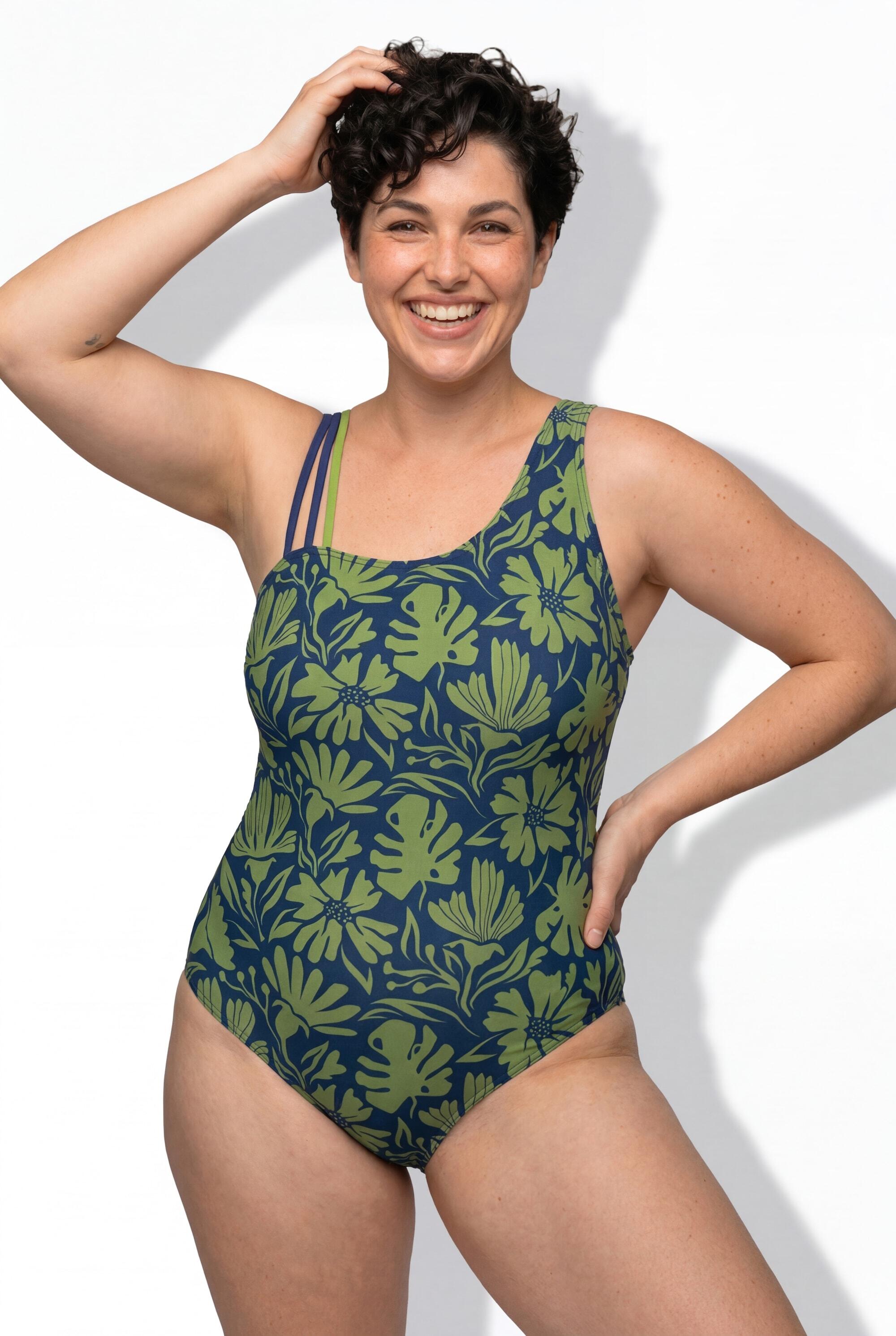 Femme Maillot de bain à fleurs avec bonnets souples et décolleté rond 5/7