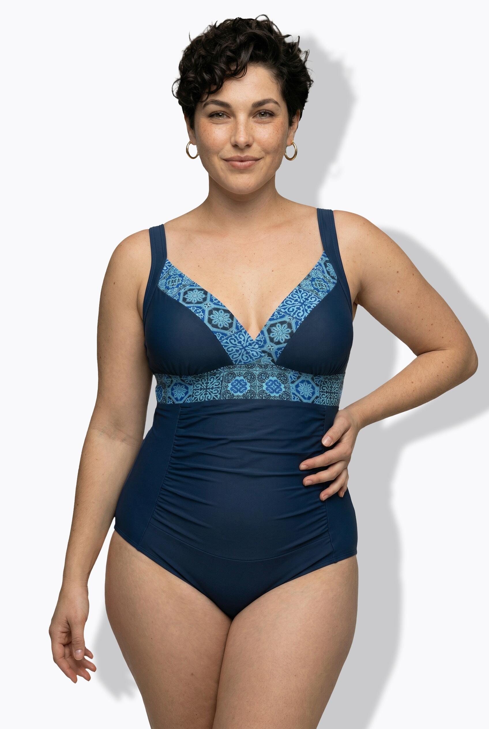Femme Maillot de bain à bonnets souples bretelles ajustables motif mosaïque 5/7