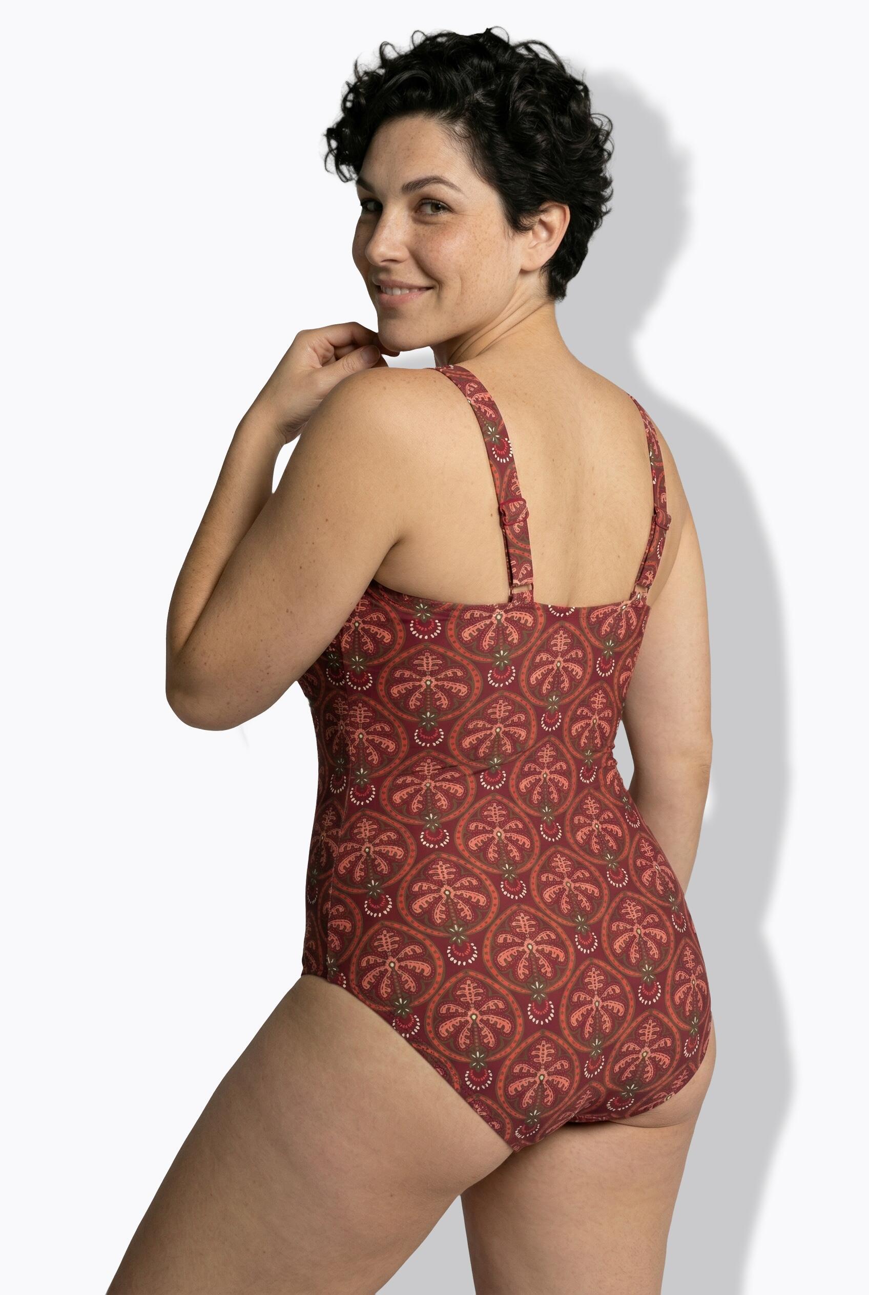 Femme Maillot de bain à bonnets souples motifs palmiers / losanges 2/7