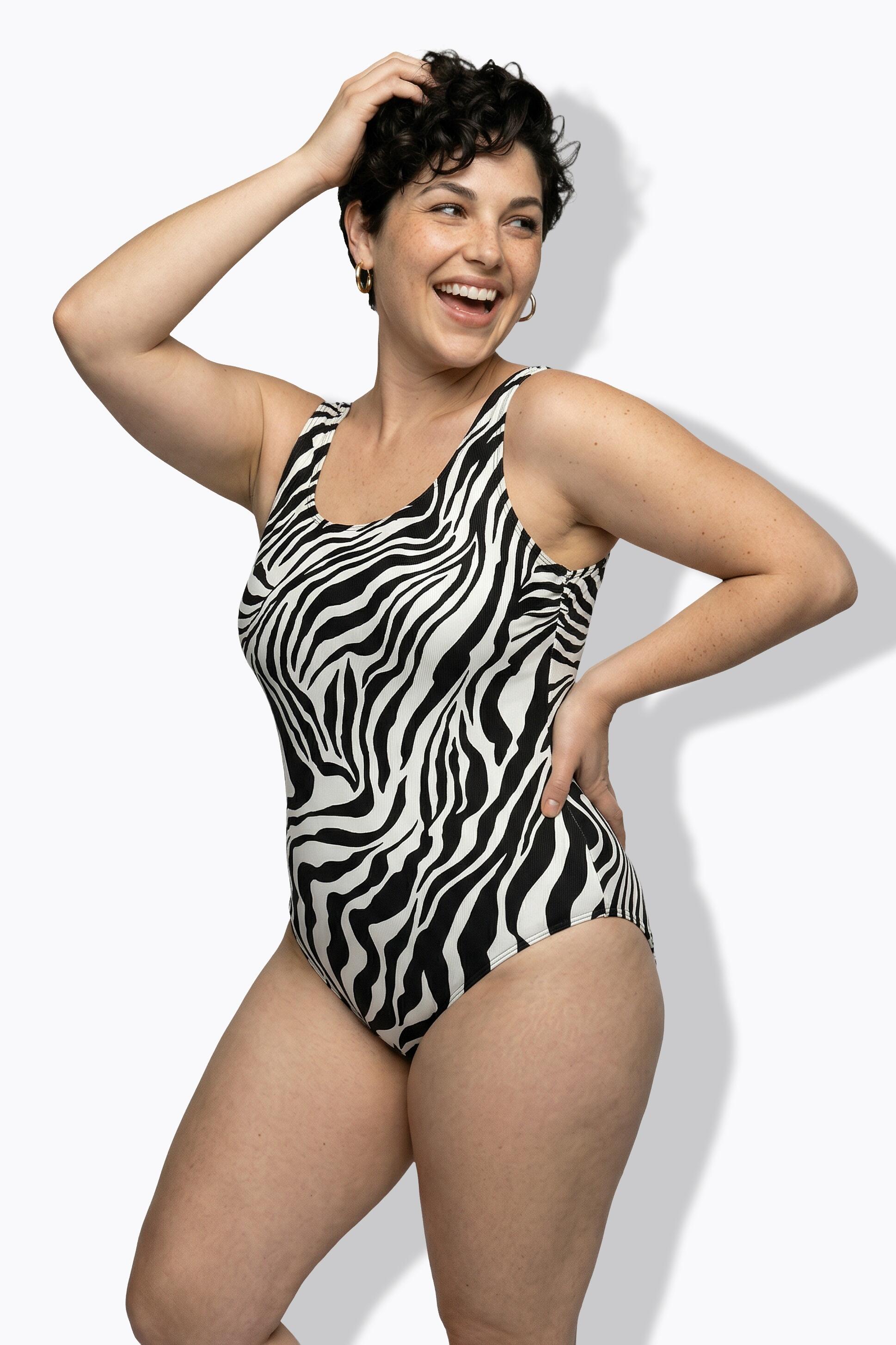 Femme Maillot de bain sans bonnets souples motif tigré et décolleté rond 5/7
