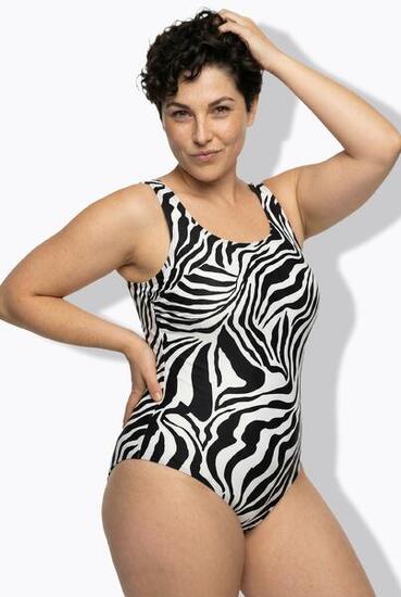 Femme Maillot de bain sans bonnets souples motif tigré et décolleté rond