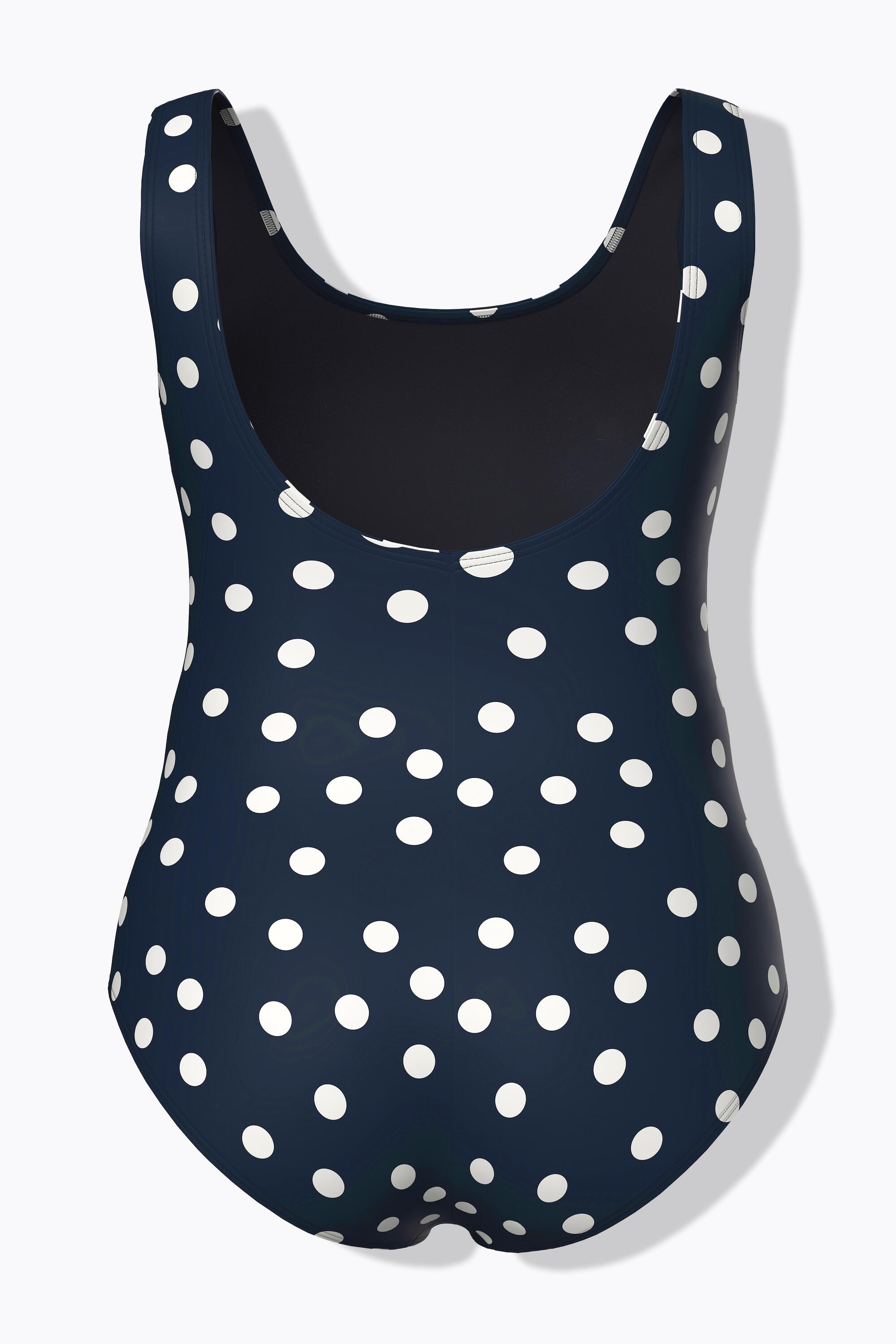 Femme Maillot de bain à pois. Sans bonnets souples. Décolleté rond 7/7