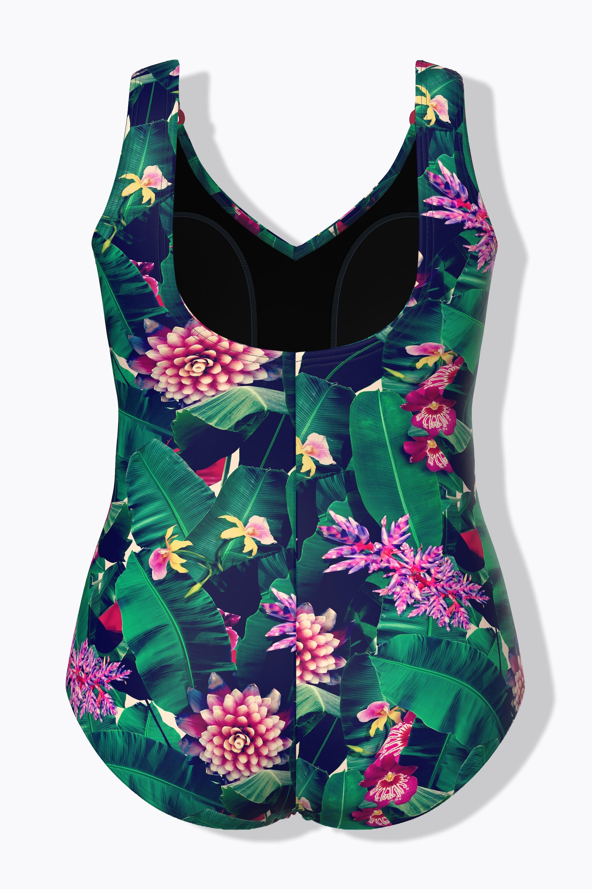 Damen Badeanzug Blüten Softcups Raffung recycelt 7/7