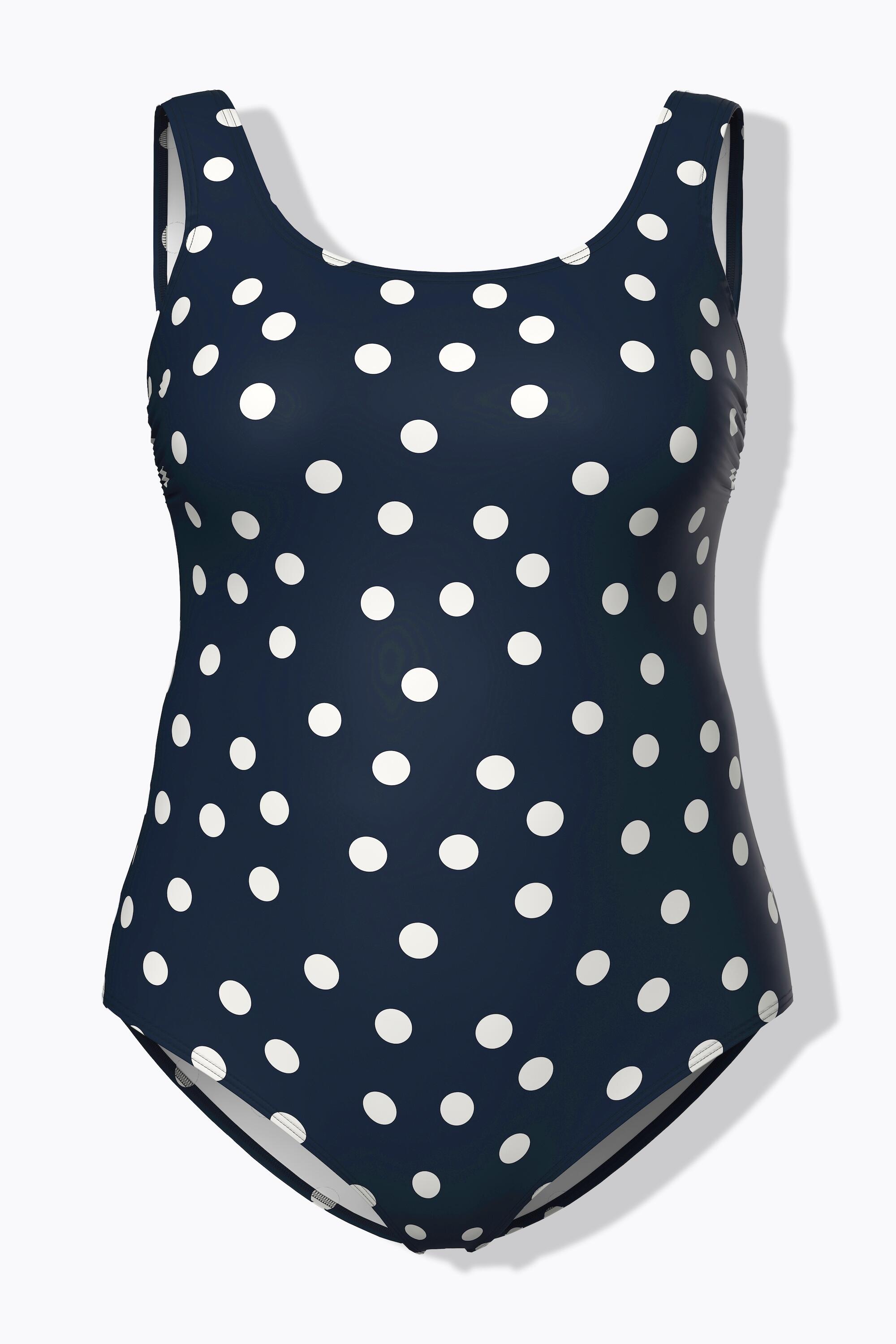 Femme Maillot de bain à pois. Sans bonnets souples. Décolleté rond 6/7