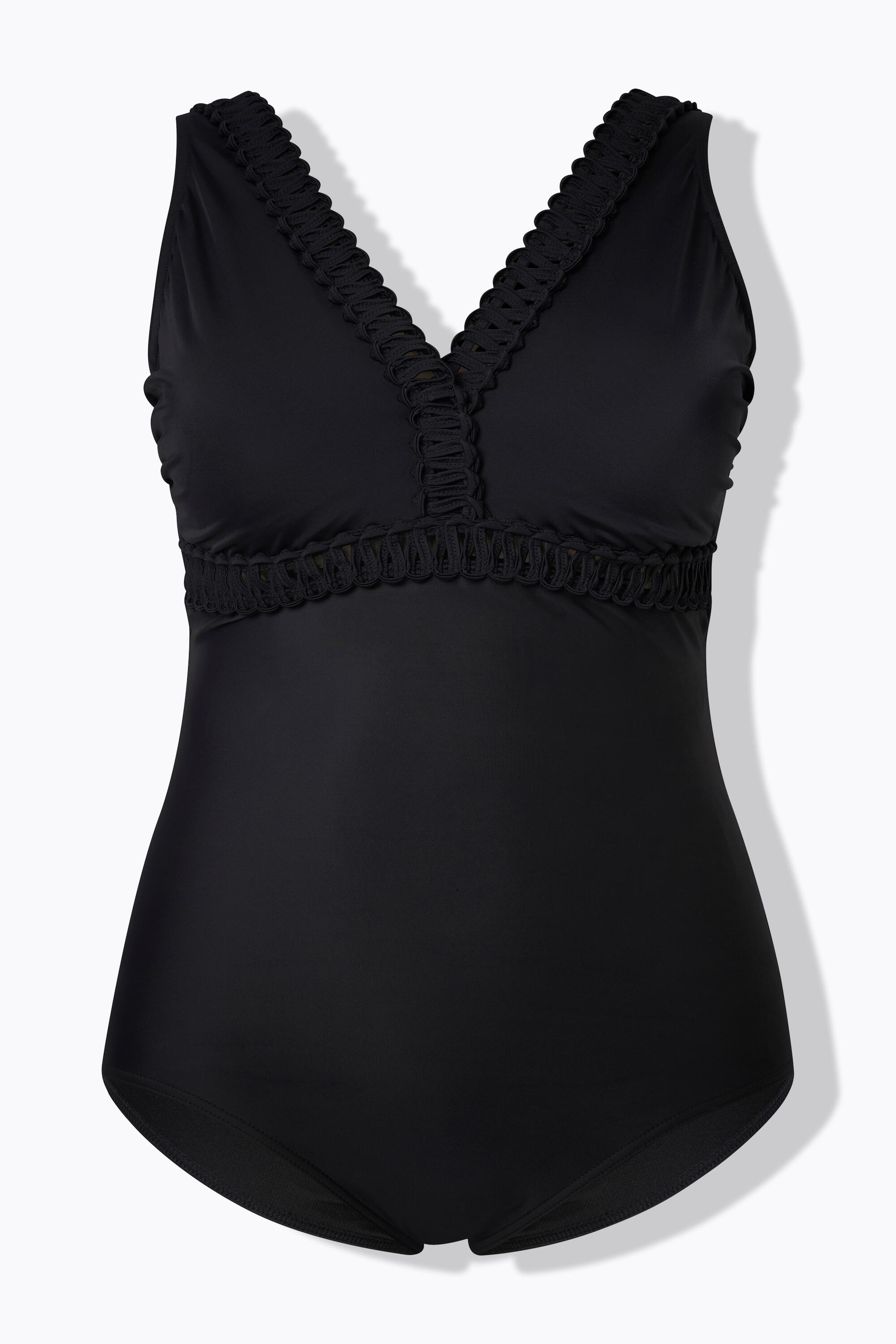 Dames Badpak sierboordjes zachte cups lage ruguitsnijding gerecycled 6/7