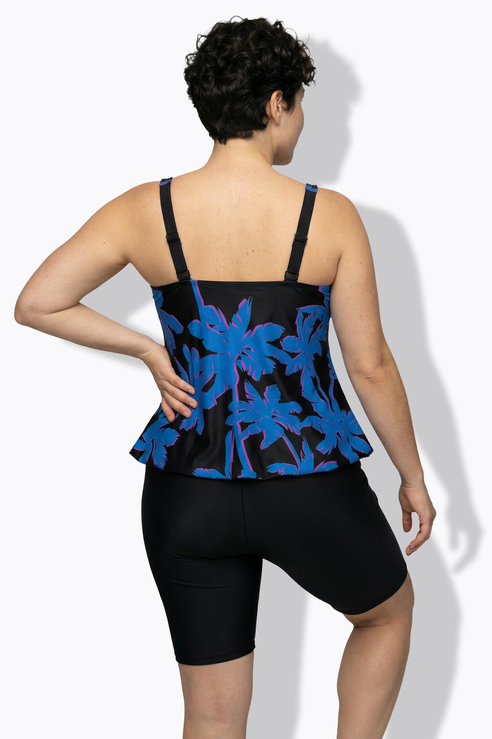 Femme Tankini avec short motif palmiers bonnets souples et bretelles ajustables 2/7