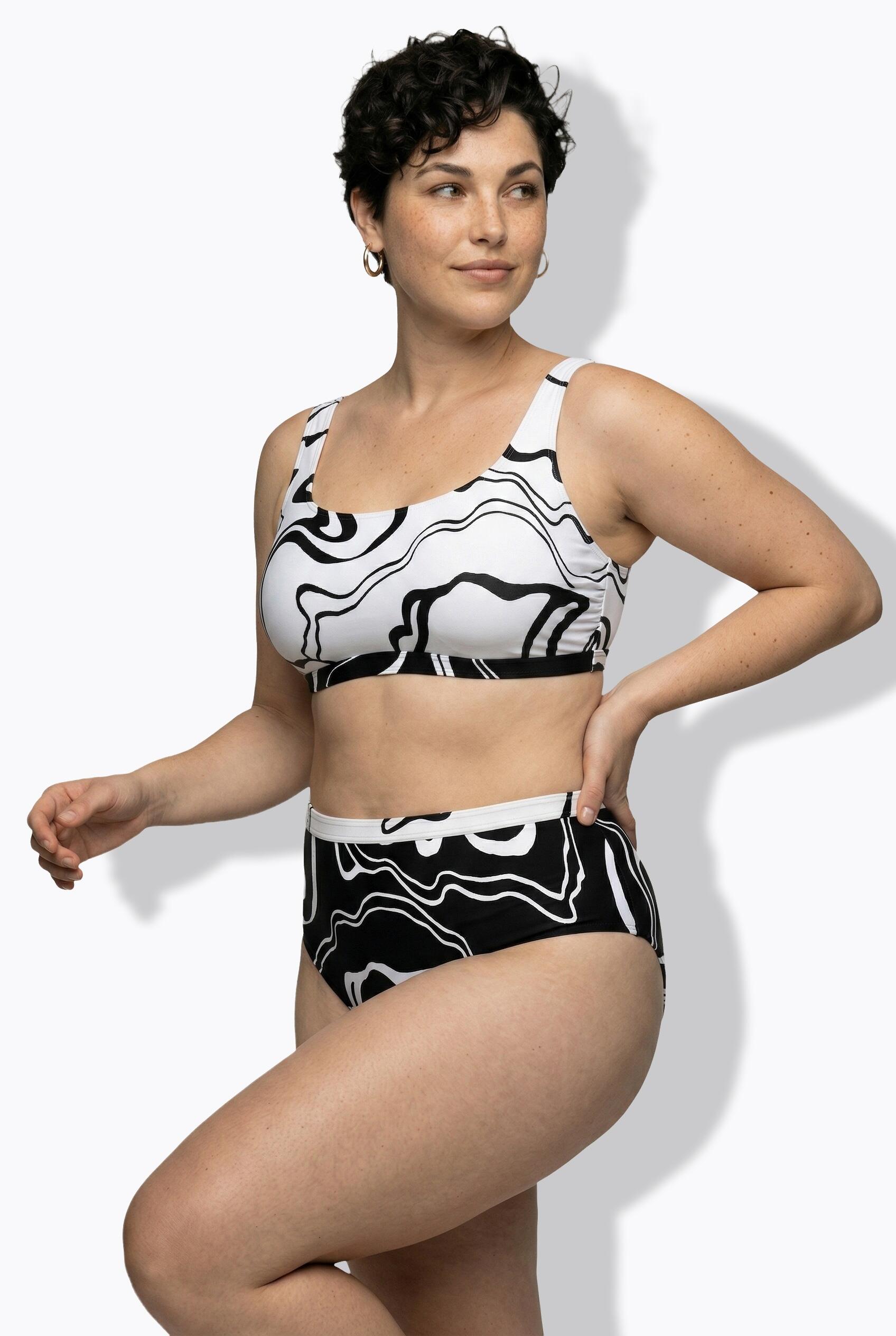 Femme Bikini avec bonnets souples bretelles ajustables et motif courbes 5/7