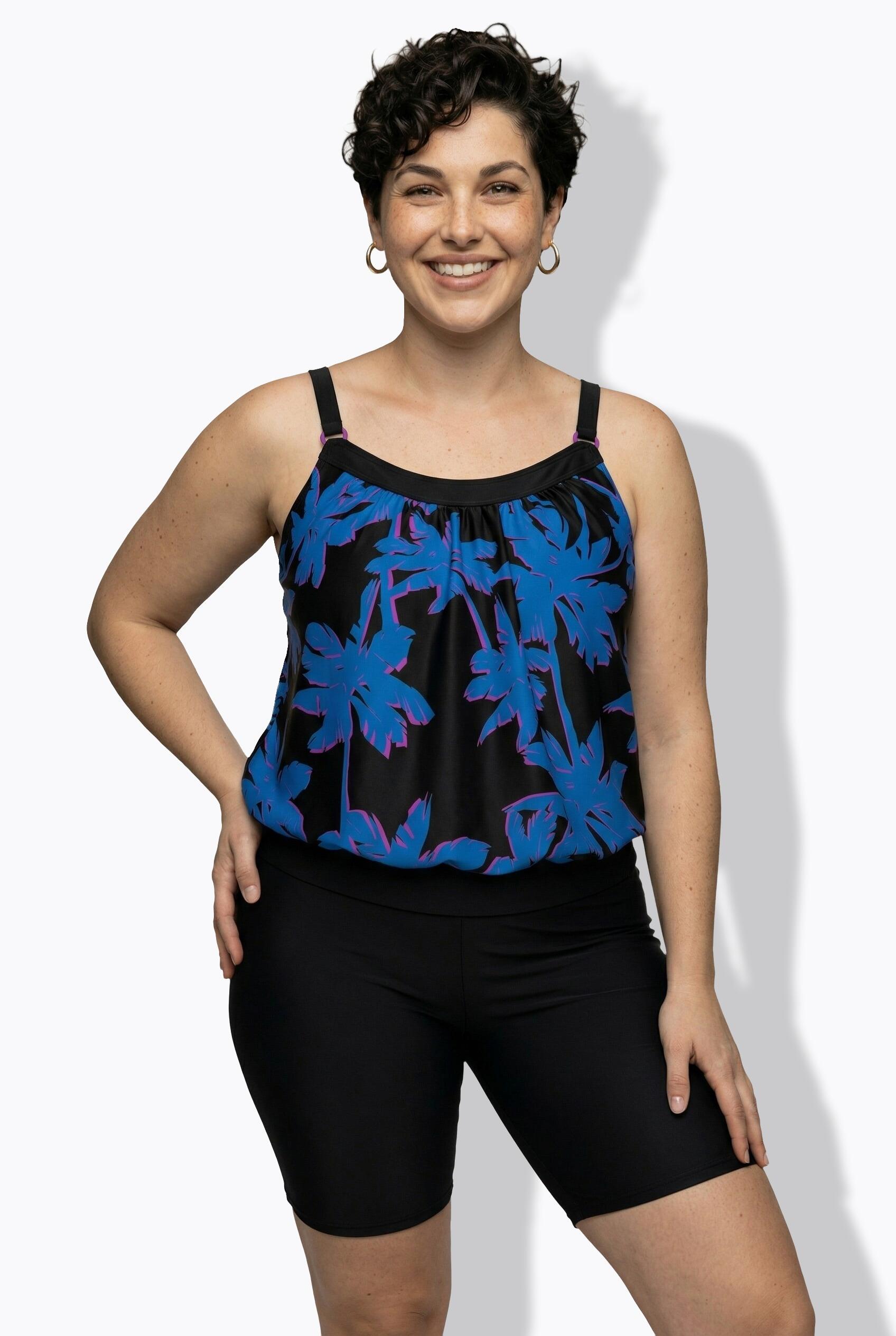 Femme Tankini avec short motif palmiers bonnets souples et bretelles ajustables 5/7