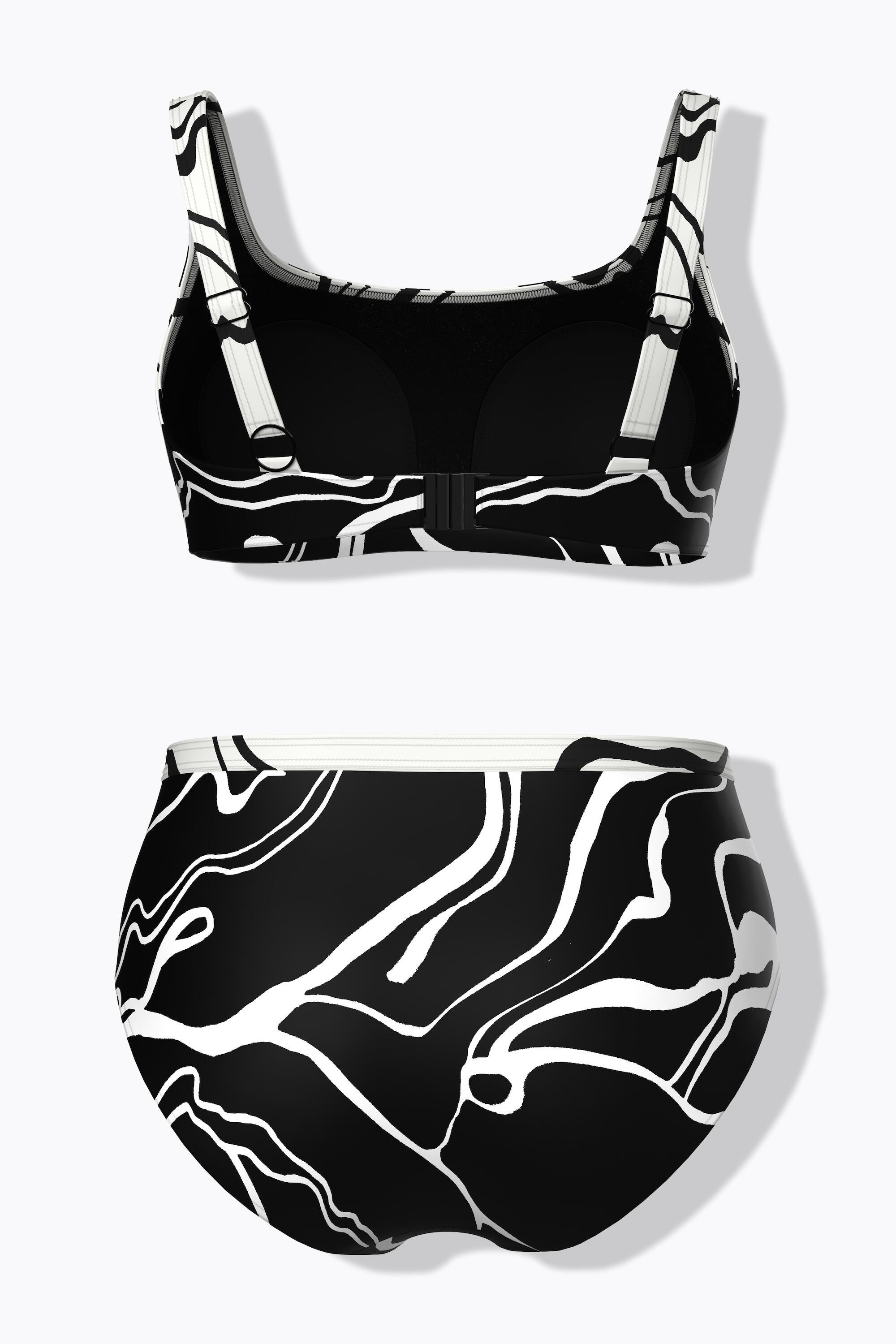 Femme Bikini avec bonnets souples bretelles ajustables et motif courbes 7/7