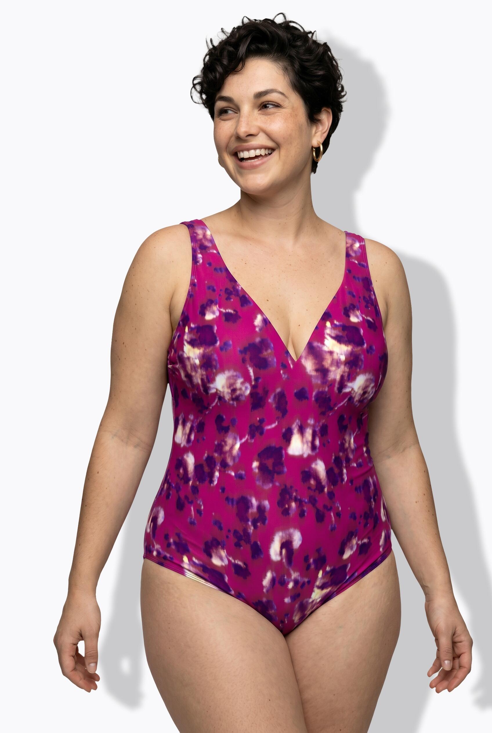 Femme Maillot de bain avec bonnets souples motif floral et barrette fantaisie 5/7