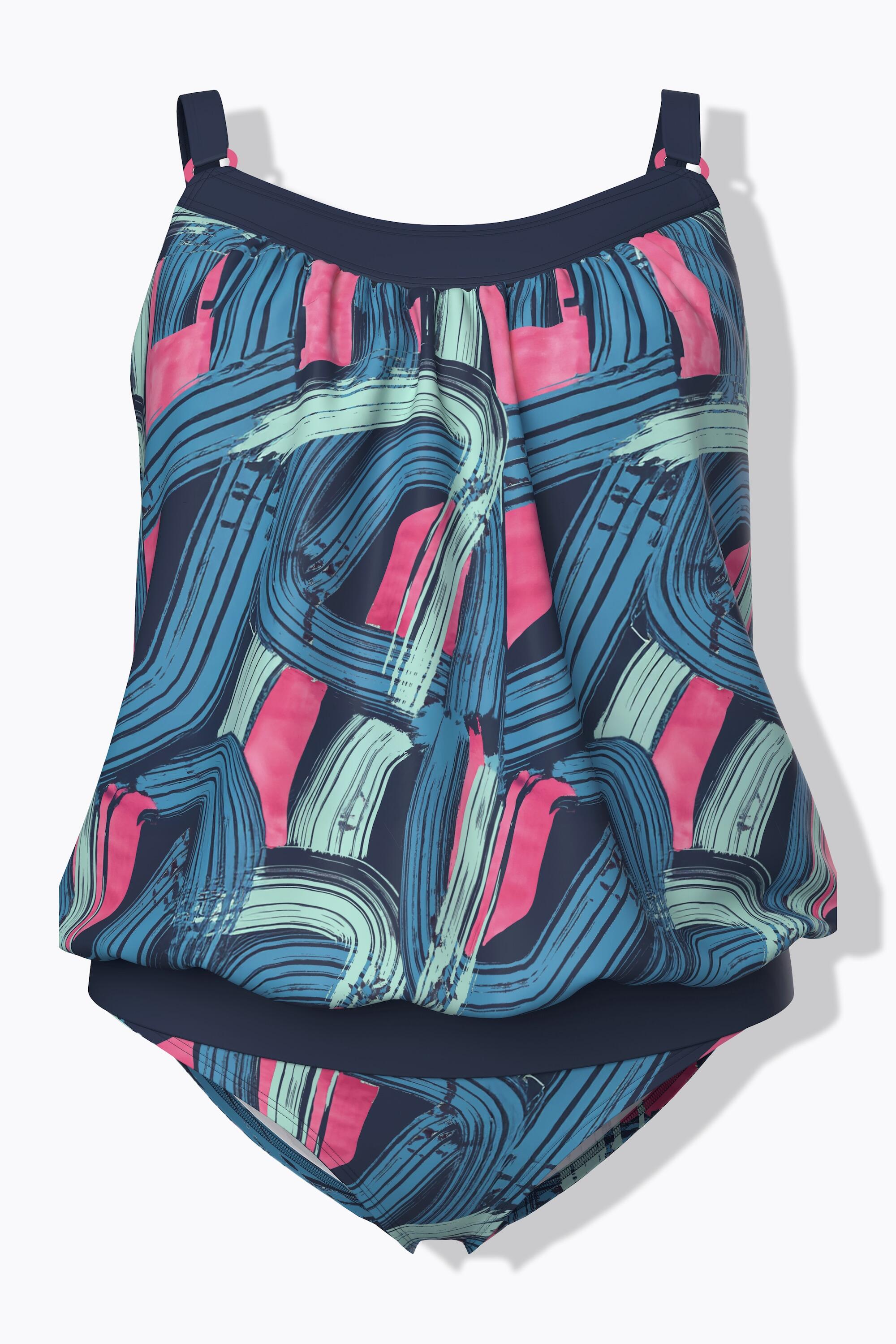 Femme Tankini avec bonnets souples base élastique et motif « coups de pinceau » 6/7