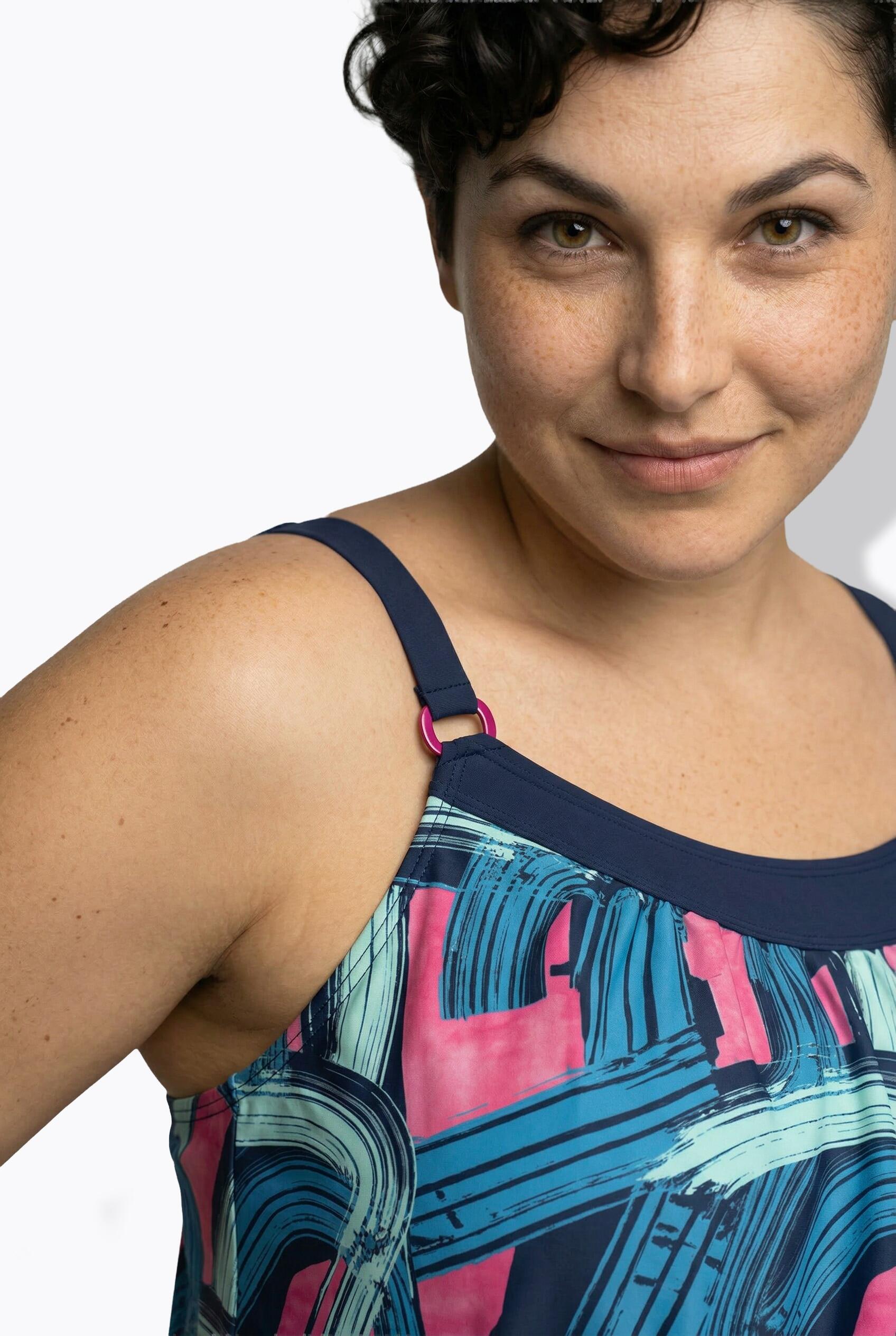 Dames Tankini penseelstreek dessin zachte cups elastische zoom 3/7