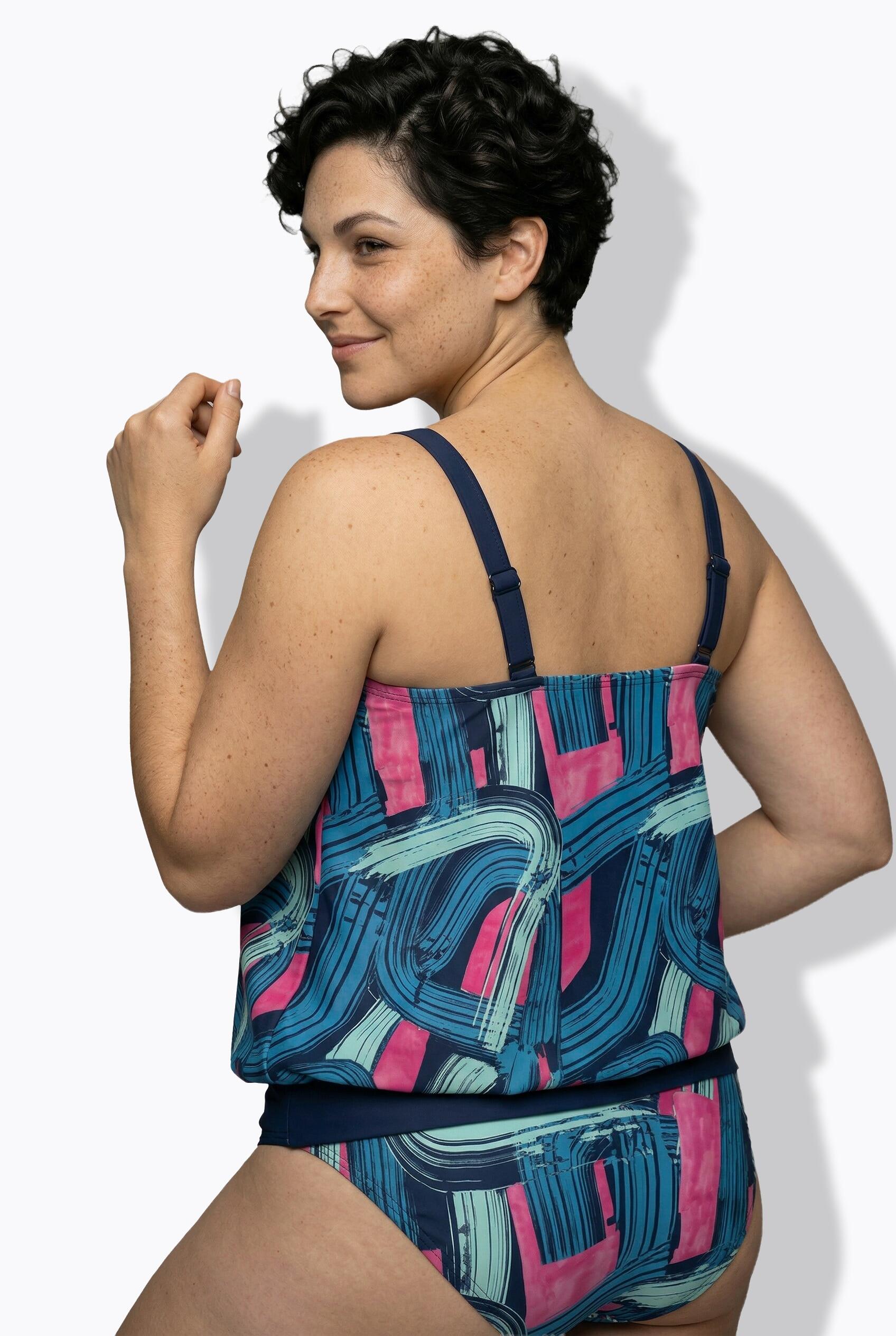 Dames Tankini penseelstreek dessin zachte cups elastische zoom 2/7