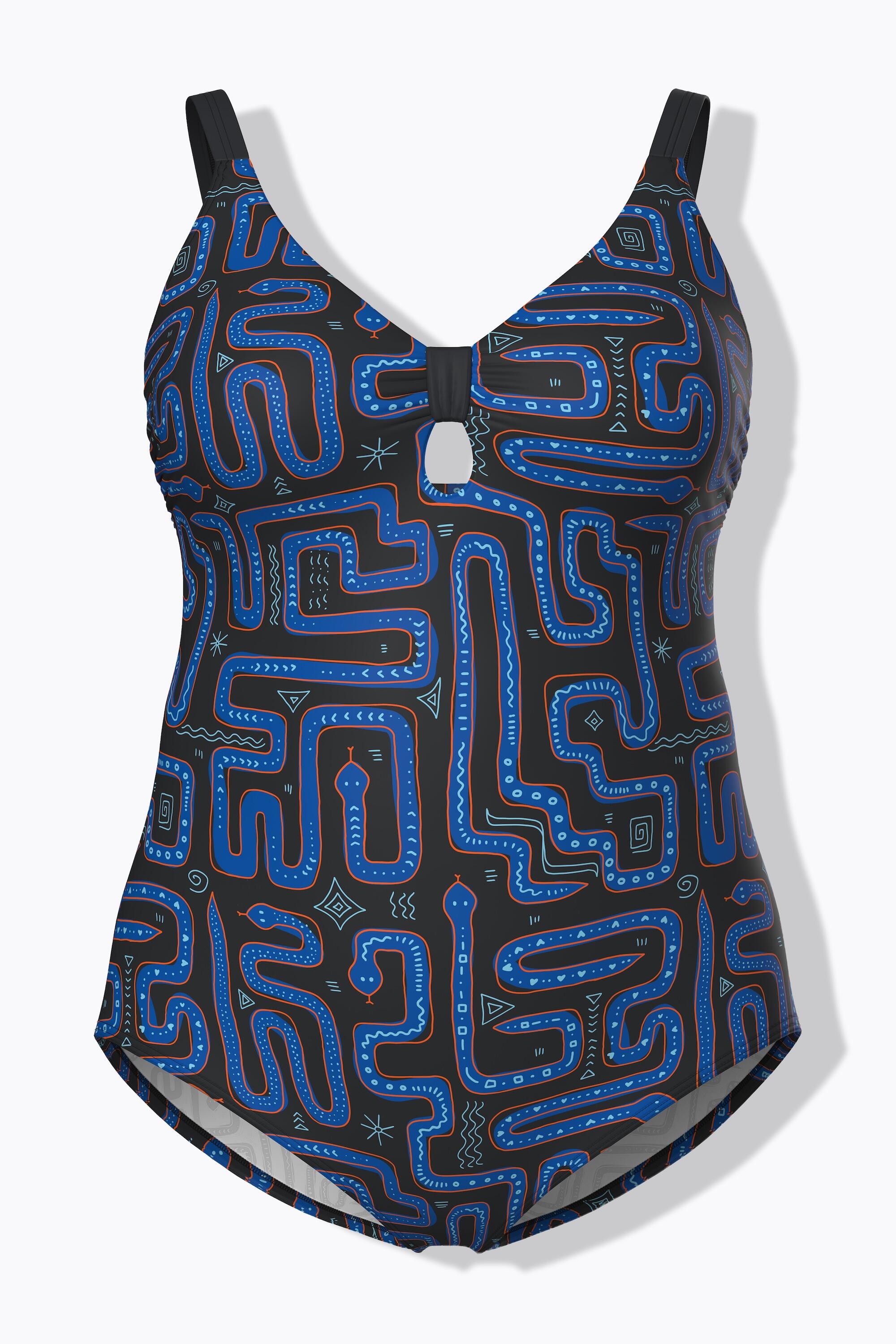 Femme Maillot de bain avec bonnets souples motif serpents matière recyclée 6/7