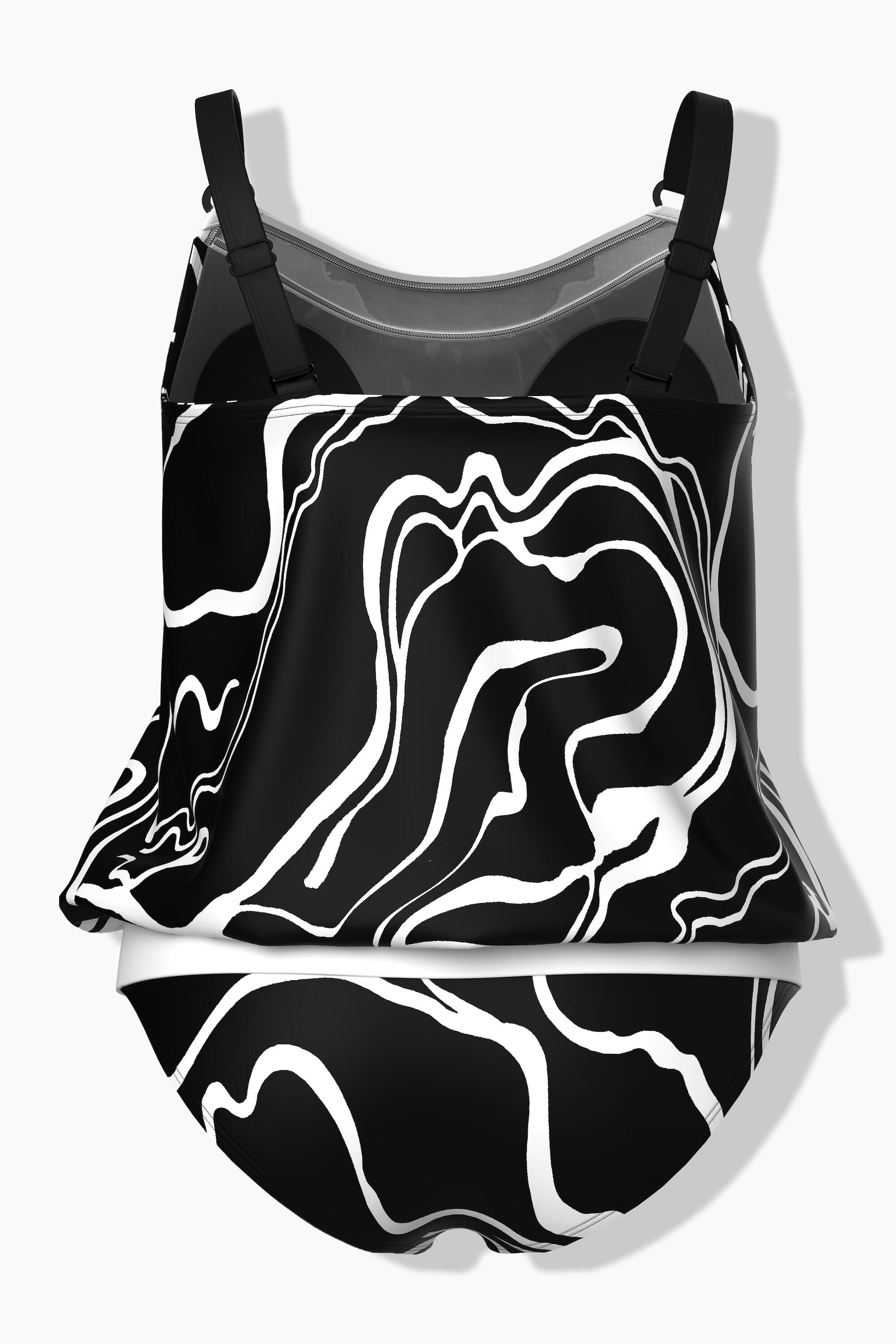 Femme Tankini avec bonnets souples bretelles ajustables et motif courbes 7/7