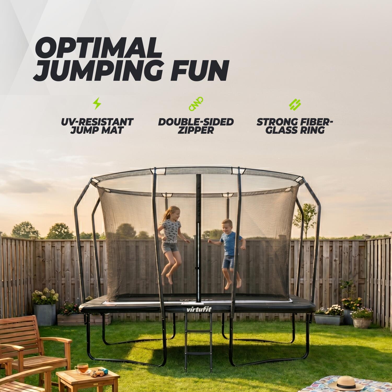 Trampolino Premium con rete di sicurezza - Rettangolare - 213 x 305 cm 5/8