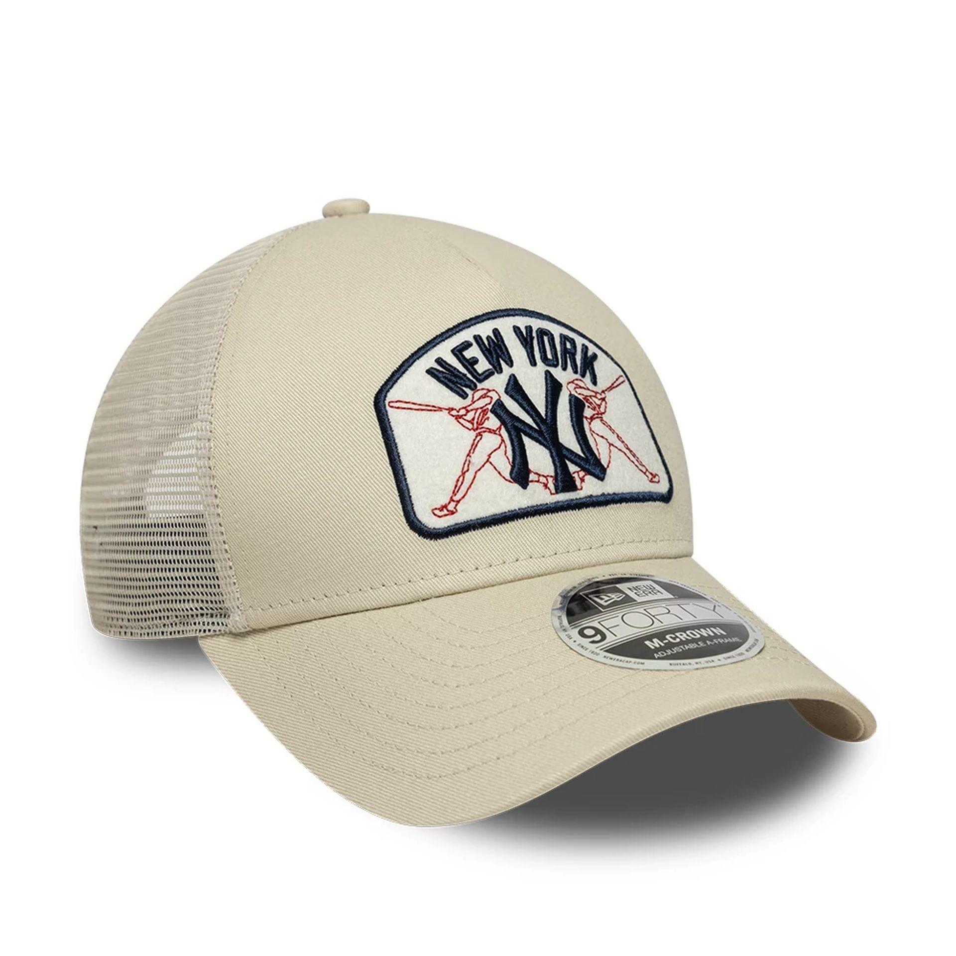 New Era 9FORTY Trucker Cap MLB New York Yankees Patch light beige 3/5