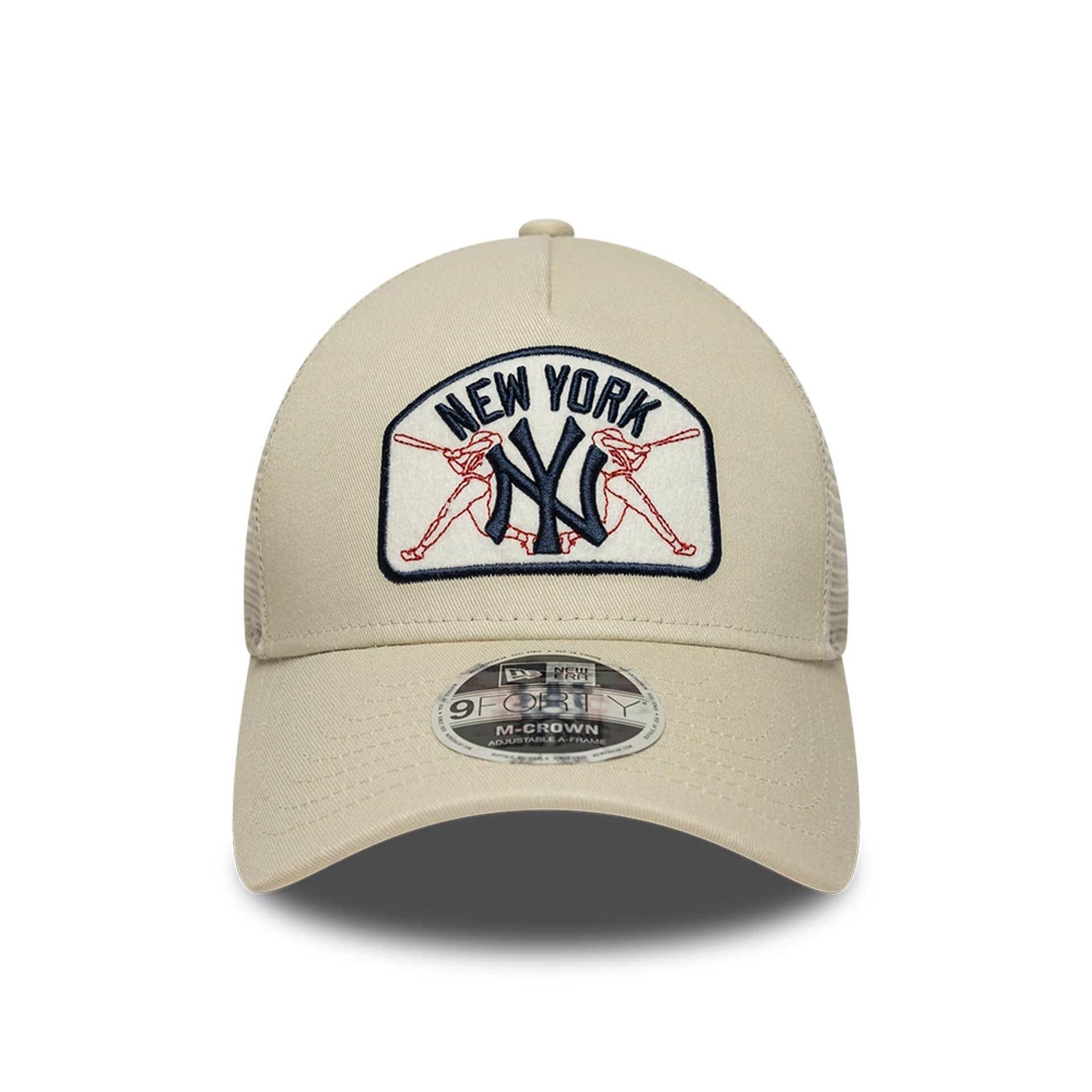 New Era 9FORTY Trucker Cap MLB New York Yankees Patch light beige 2/5