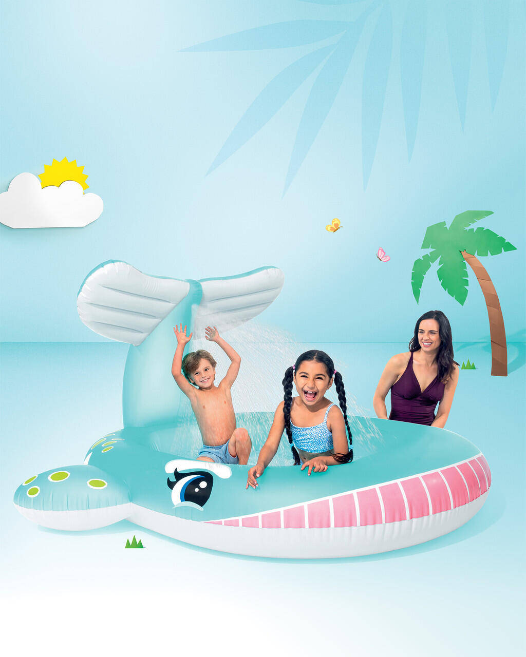 Whale Inflatable Spray Kiddie Pool -  4
