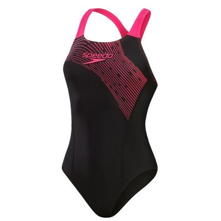 Maillot de bain une pièce Speedo Medley Logo - Noir/Rose - Taille 28