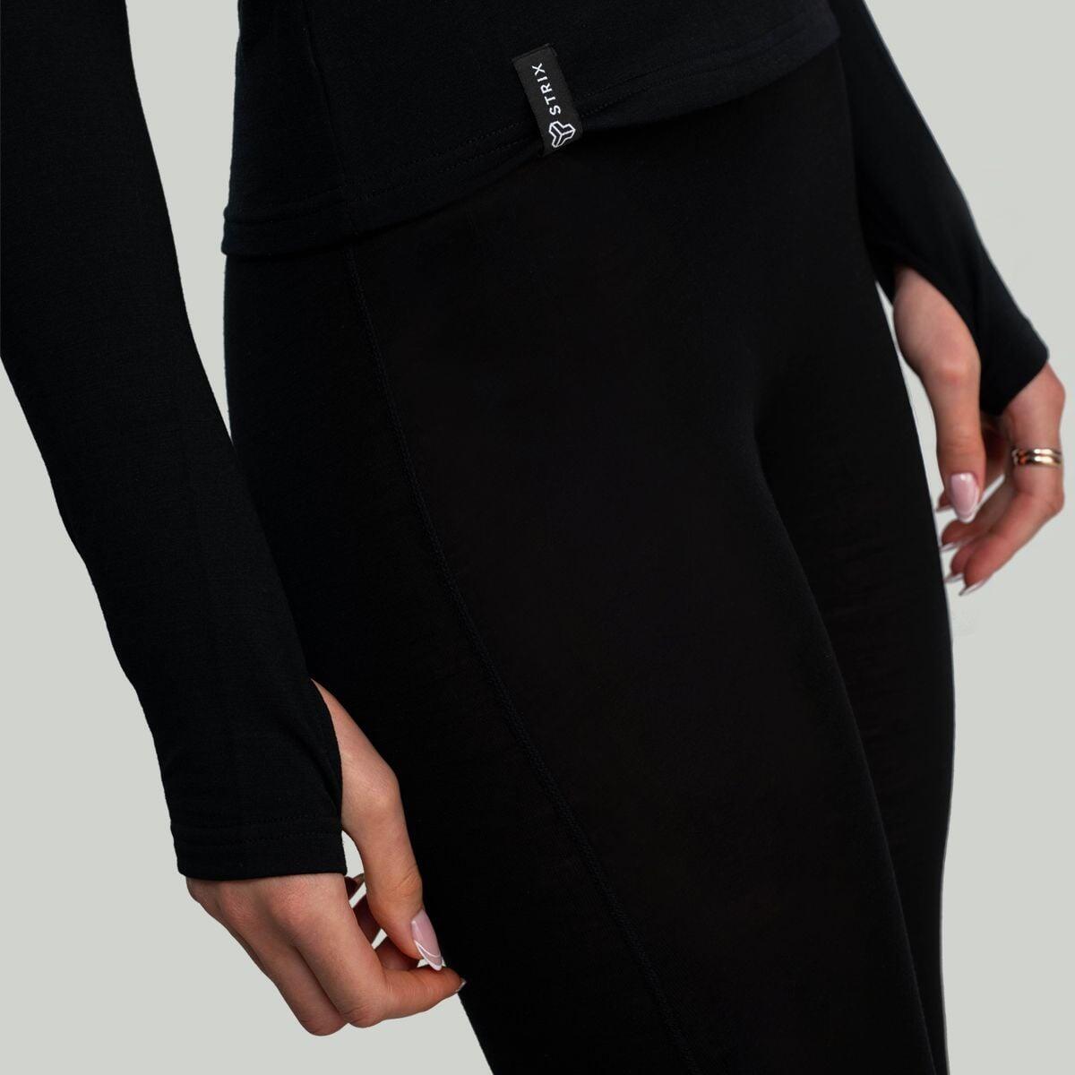 Donna sci leggings termici Black MERINO I 3/4