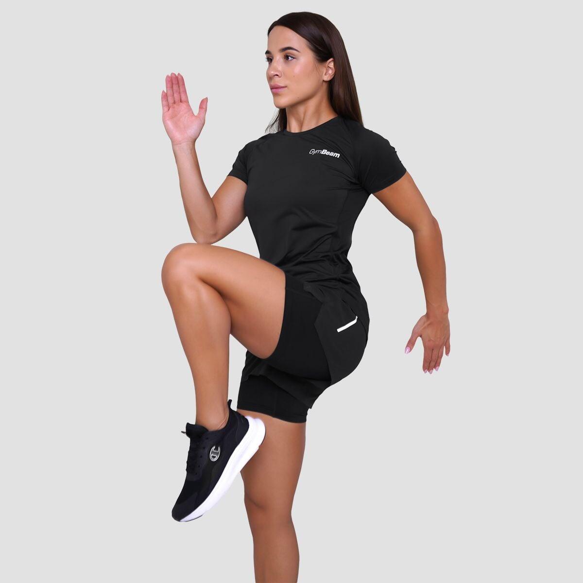 Donna corsa pantaloncini 2 in 1 riflettenti neri Pulse 5/7