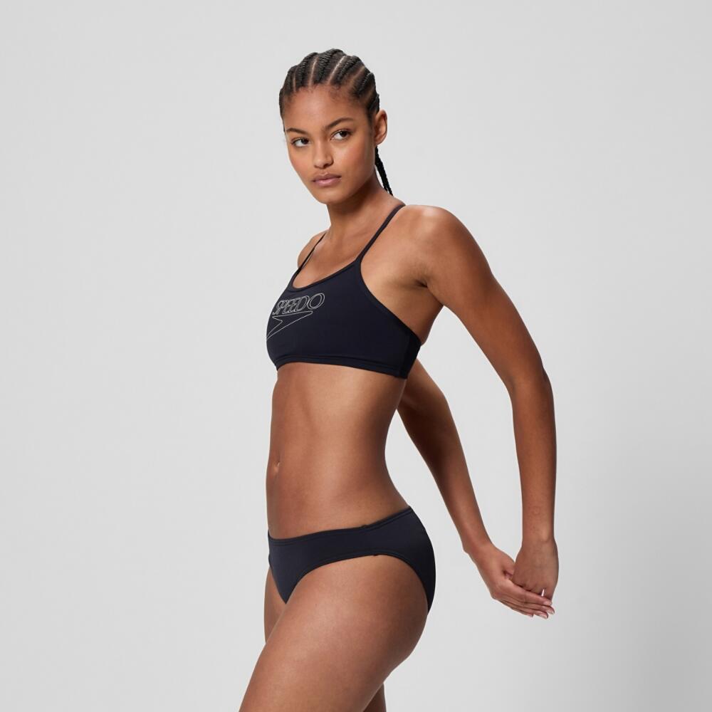 Speedo Dames Bikini Endurance+ Logo Thin Strap Zwart/Wit 2/5