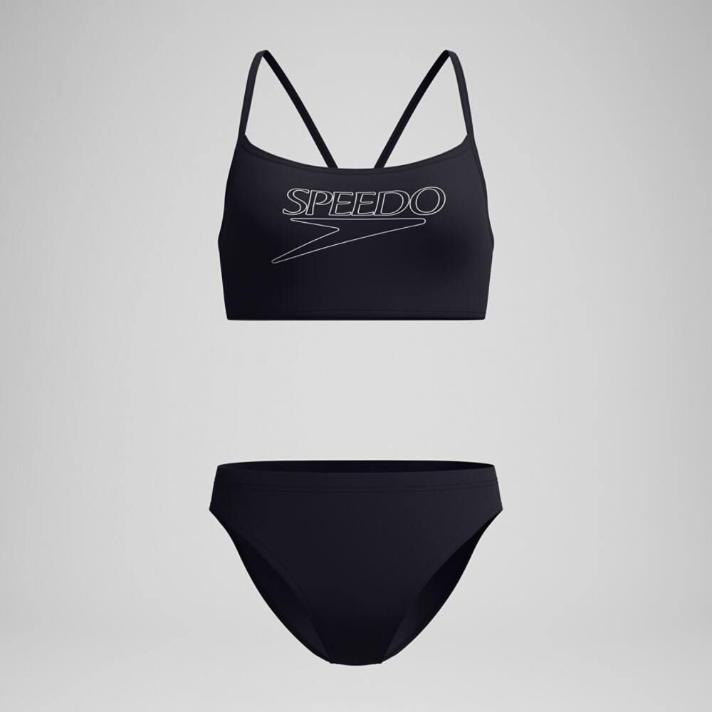 Speedo Dames Bikini Endurance+ Logo Thin Strap Zwart/Wit 5/5
