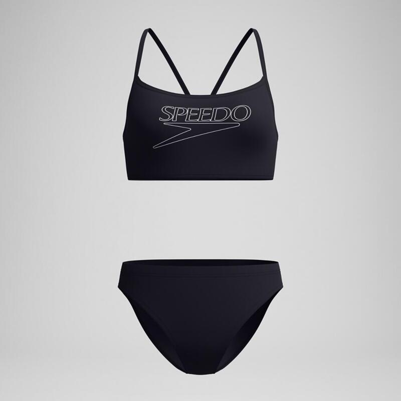 Speedo Dames Bikini Endurance+ Logo Thin Strap Zwart/Wit