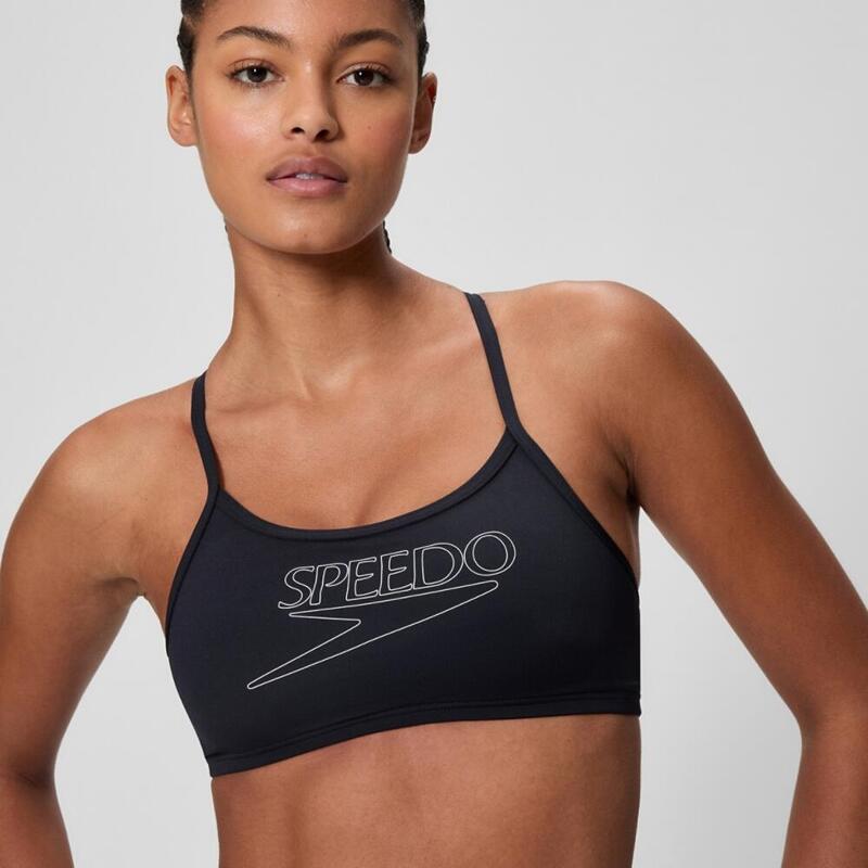 Speedo Dames Bikini Endurance+ Logo Thin Strap Zwart/Wit