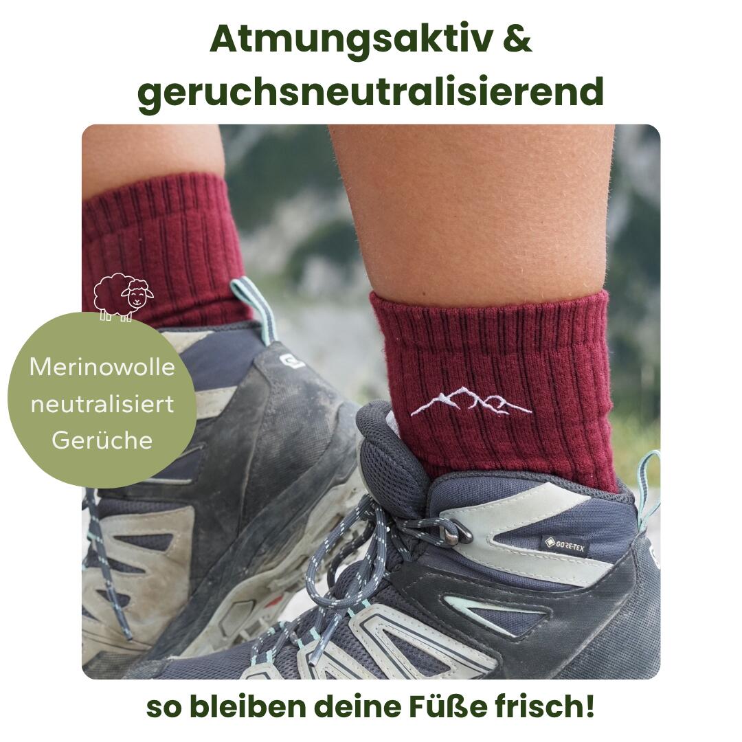 Merino Wandersocken Burgund 4/8