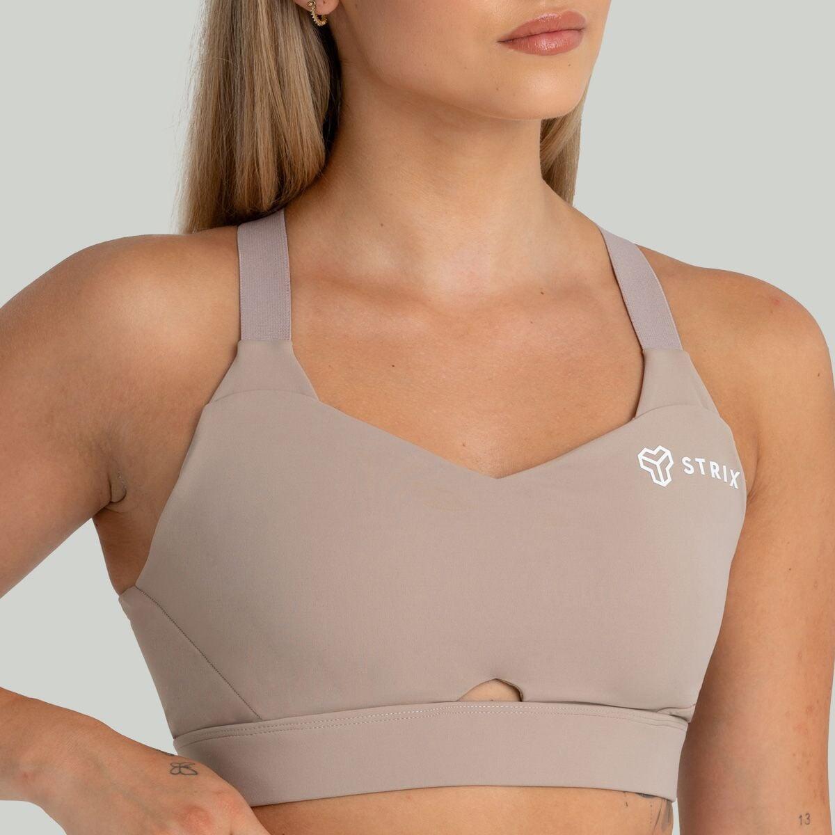 Donna fitness reggiseno sportivo spalline regolabili Taupe 2/5