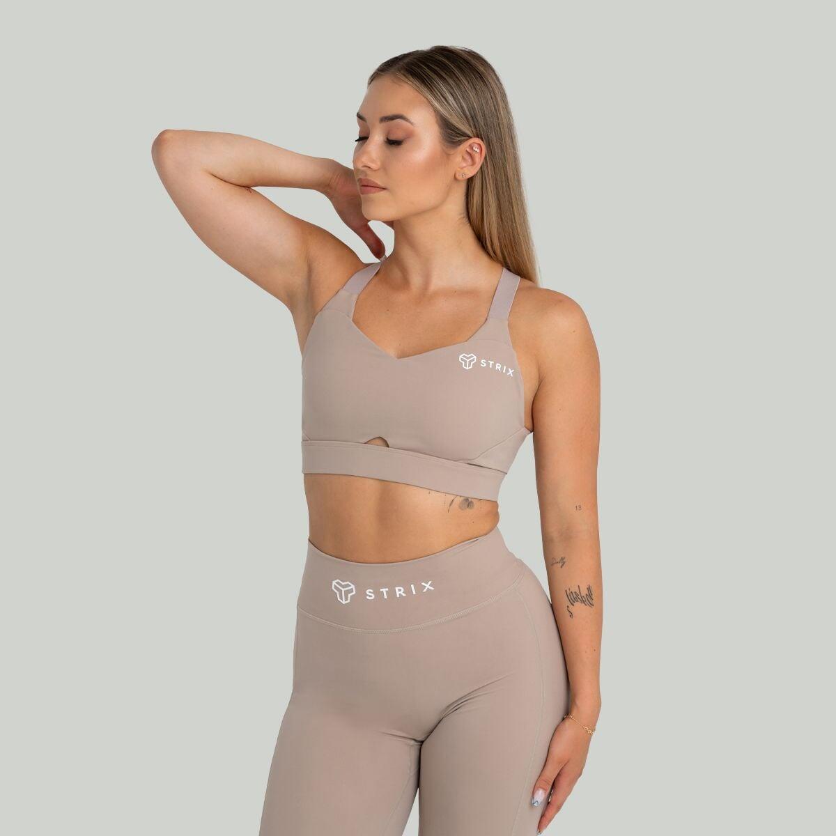 Donna fitness reggiseno sportivo spalline regolabili Taupe 4/5
