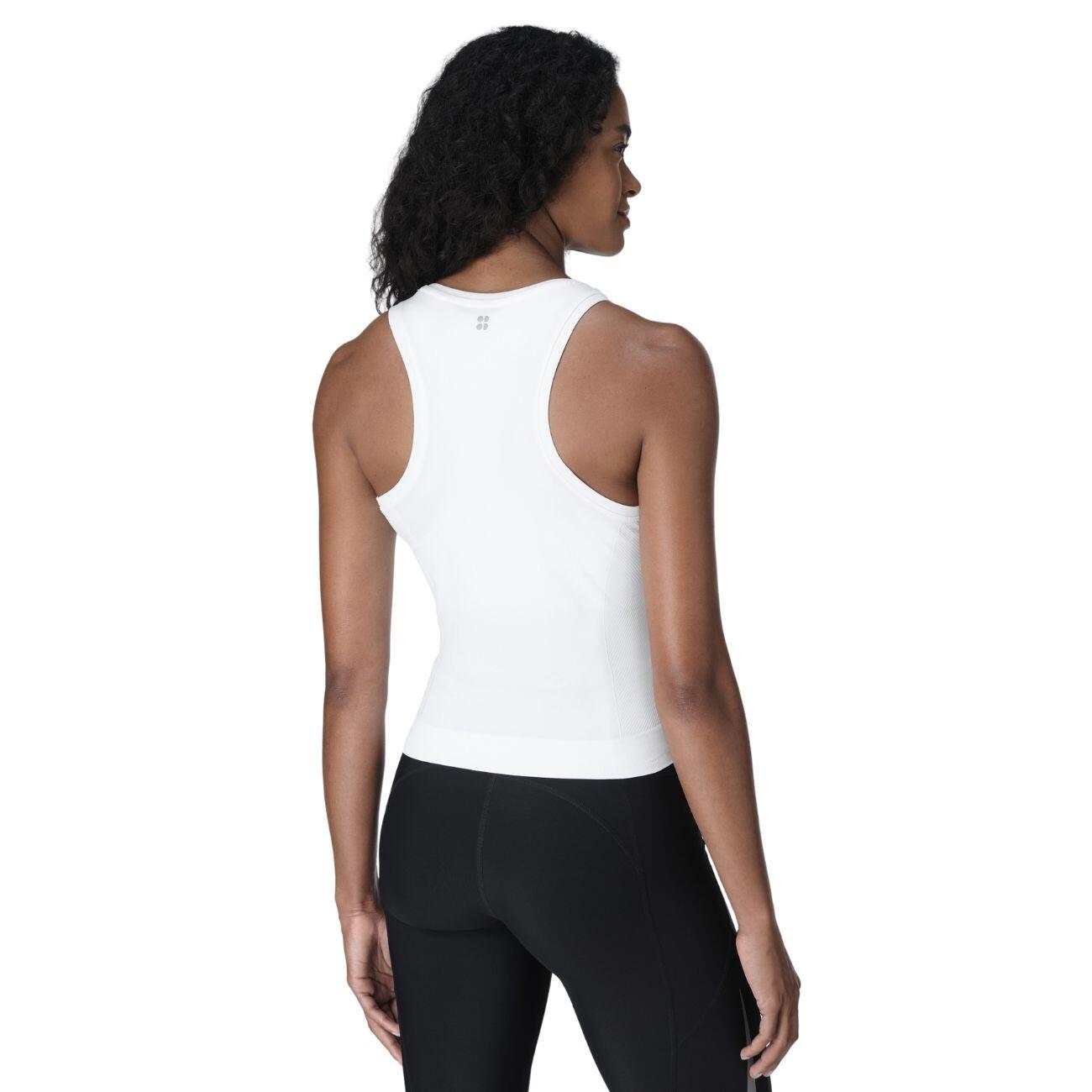 SWEATY BETTY Athlete Crop Seamless Workout Tank Top T-shirt WIT M 2/7