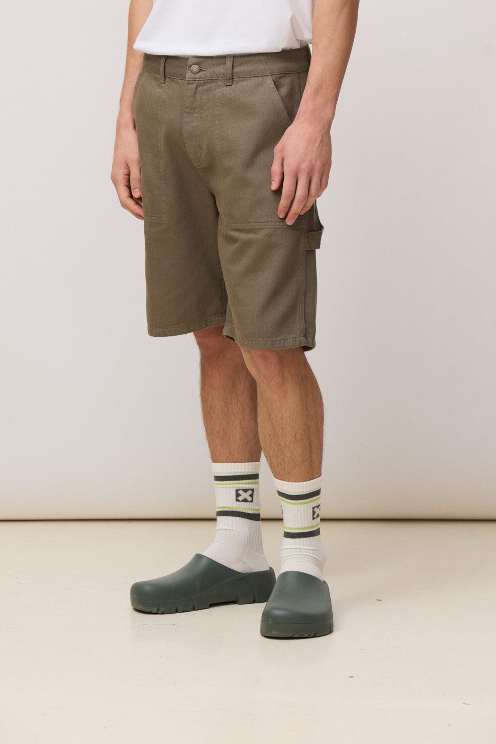 Pantalón Corto Frank Olive Green de Algodón 3/4