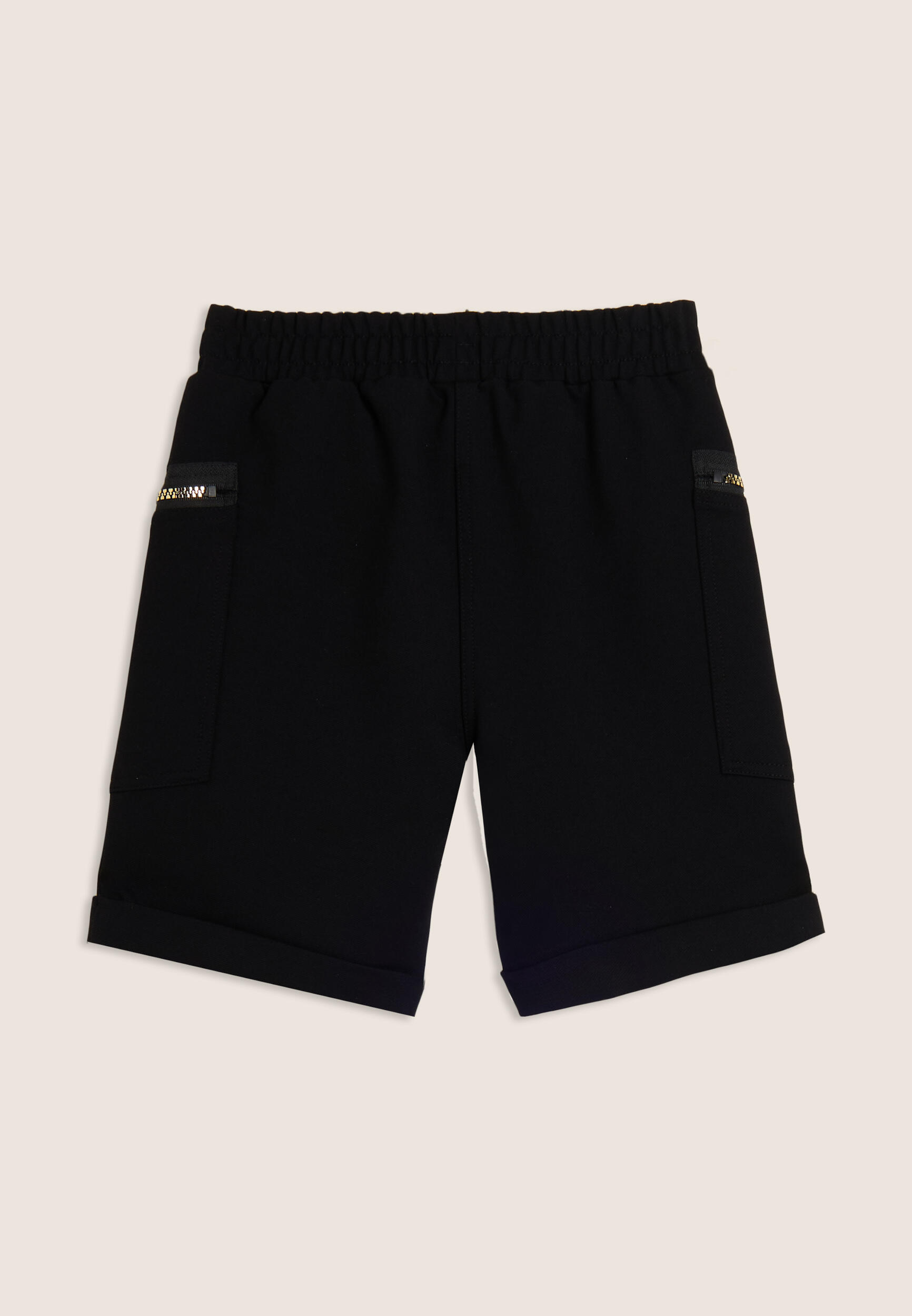 Short junior avec fermetures éclair dorées et revers 2/3