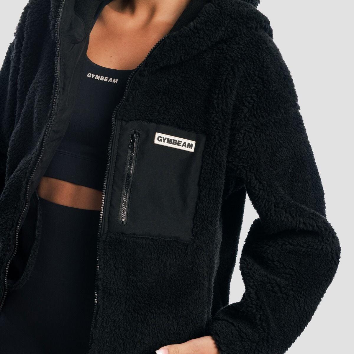 Donna giacca in pile oversize nera Sherpa 2/6