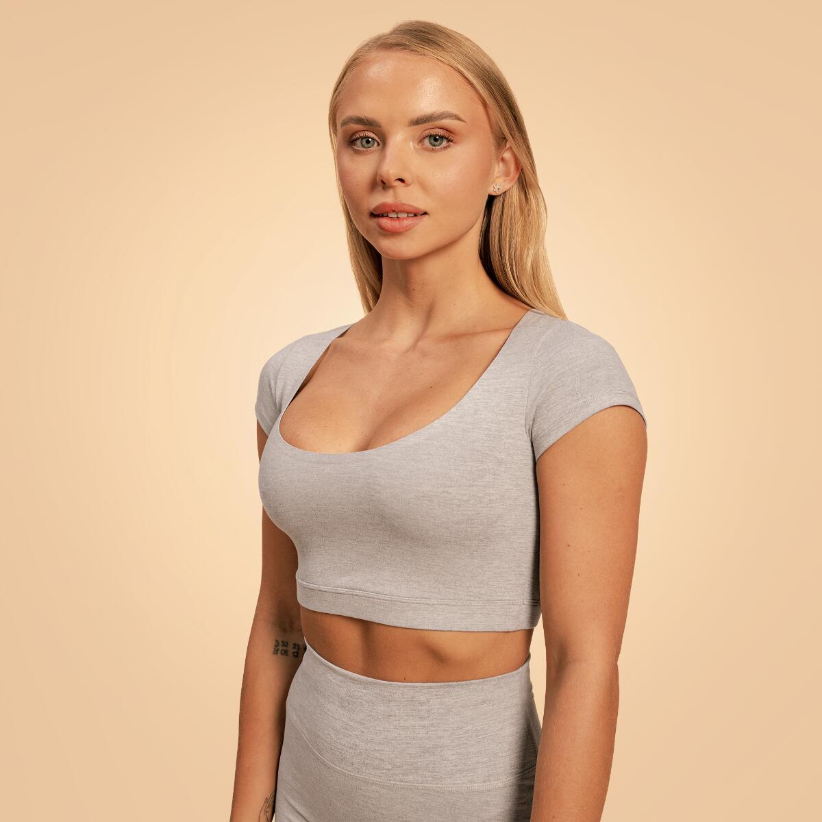 Donna palestra t-shirt maniche corte grigia Sense 3/6
