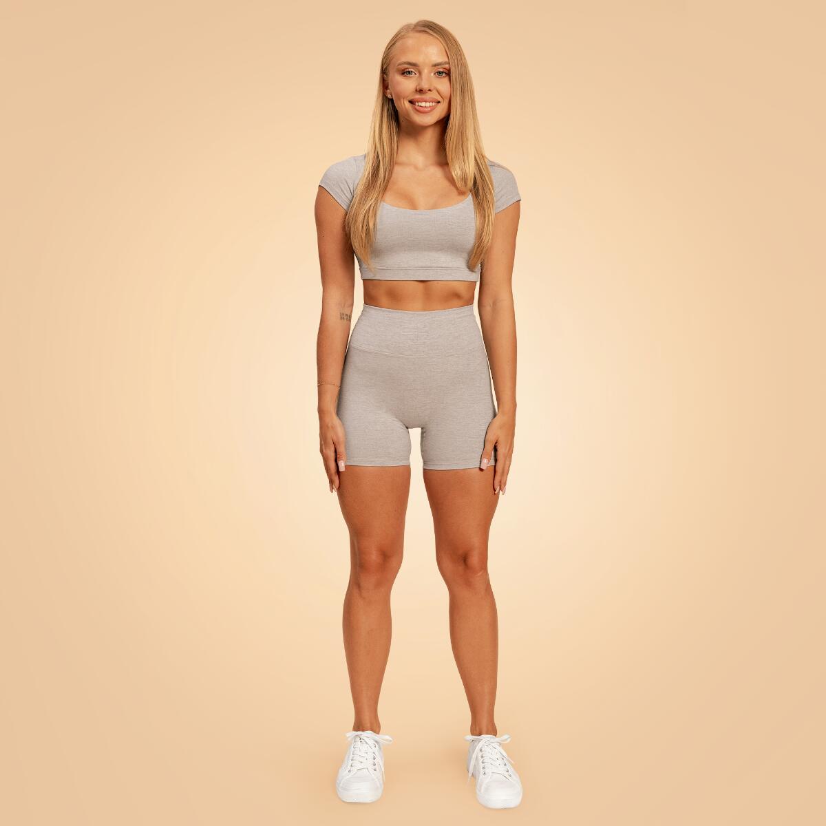 Donna palestra t-shirt maniche corte grigia Sense 5/6