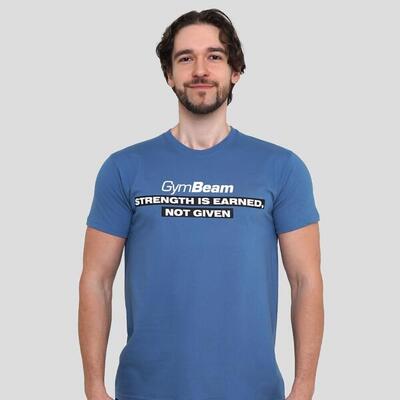 Uomo palestra maglietta cotone blu Strength
