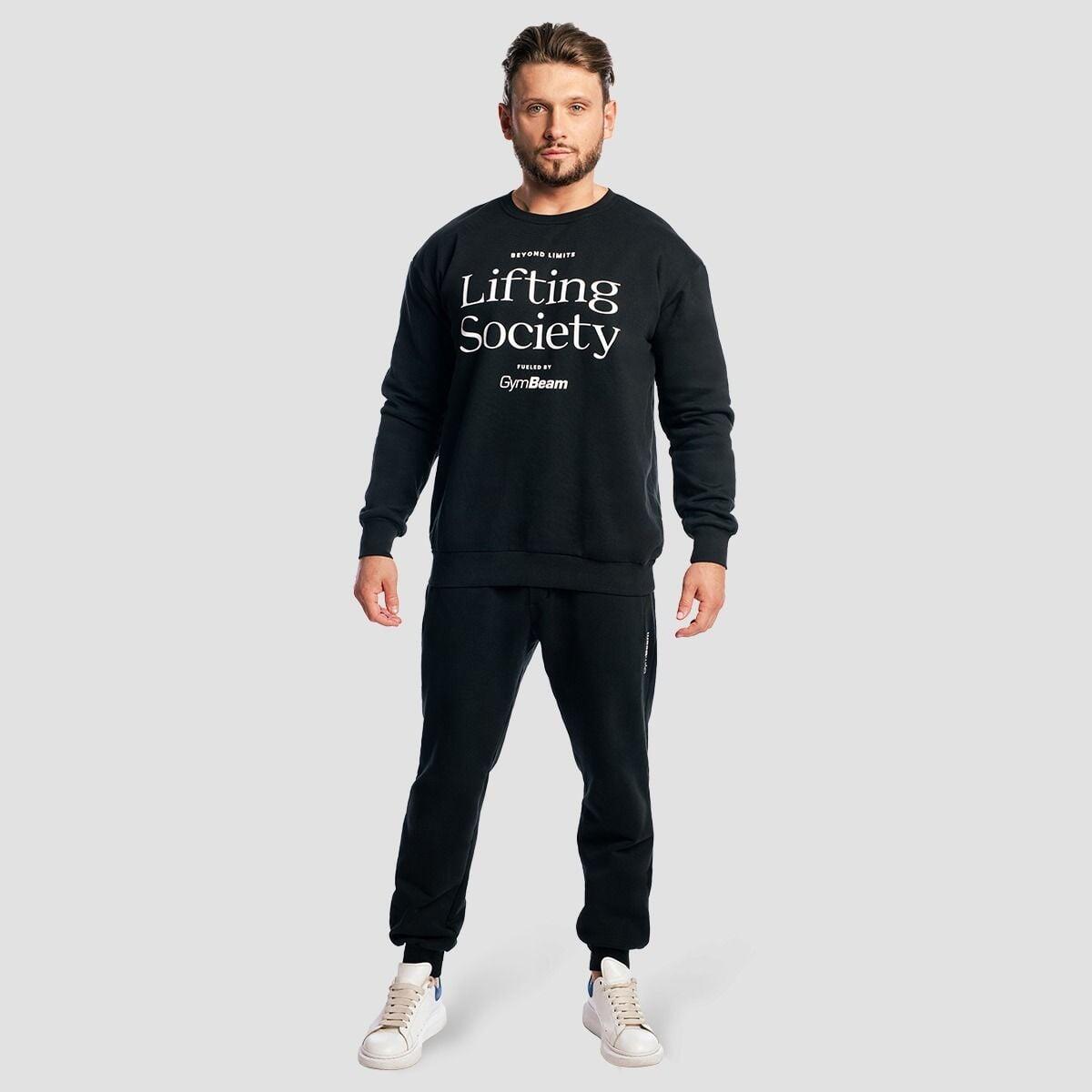 Uomo sollevamento pesi felpa senza cappuccio oversize nera Lifting Society 5/6