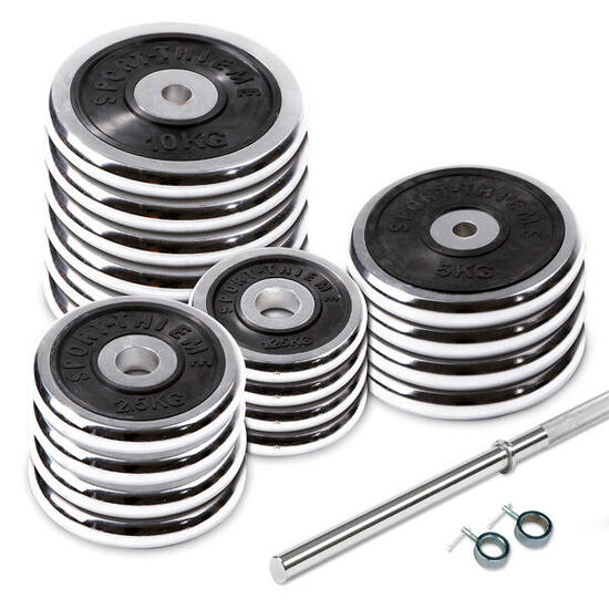 Langhantel-Set Chrom Gewichtheben Unisex Silber