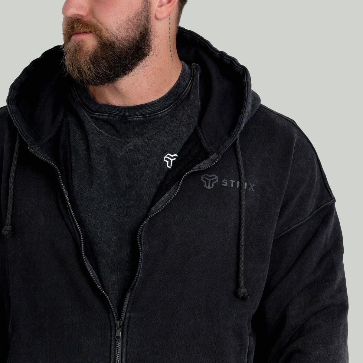 Uomo felpa con cappuccio e zip nera 2/6