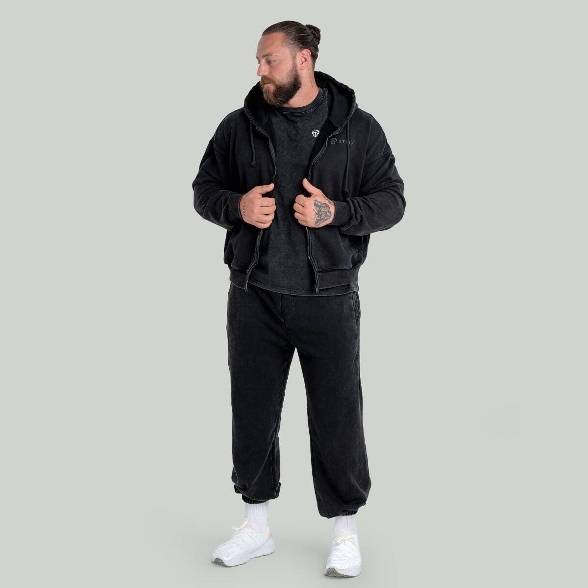 Uomo felpa con cappuccio e zip nera 5/6