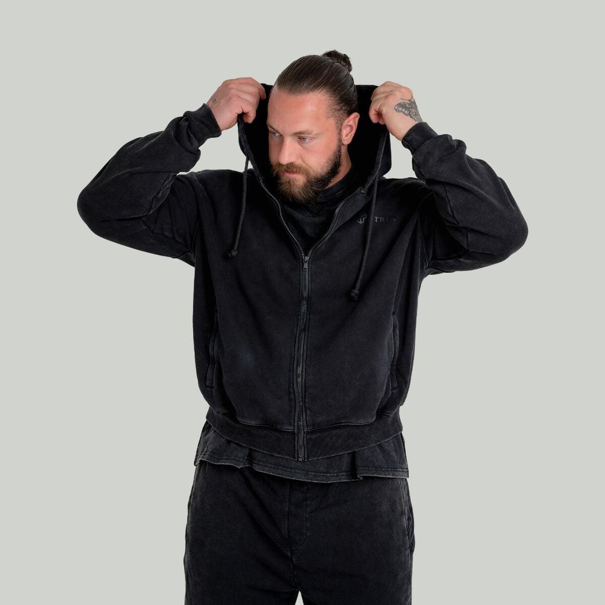 Uomo felpa con cappuccio e zip nera 4/6